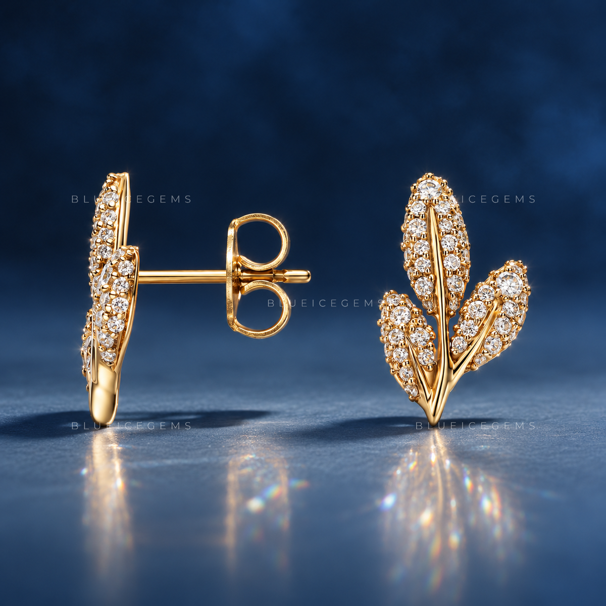 Olive Branch Diamond Stud Earrings