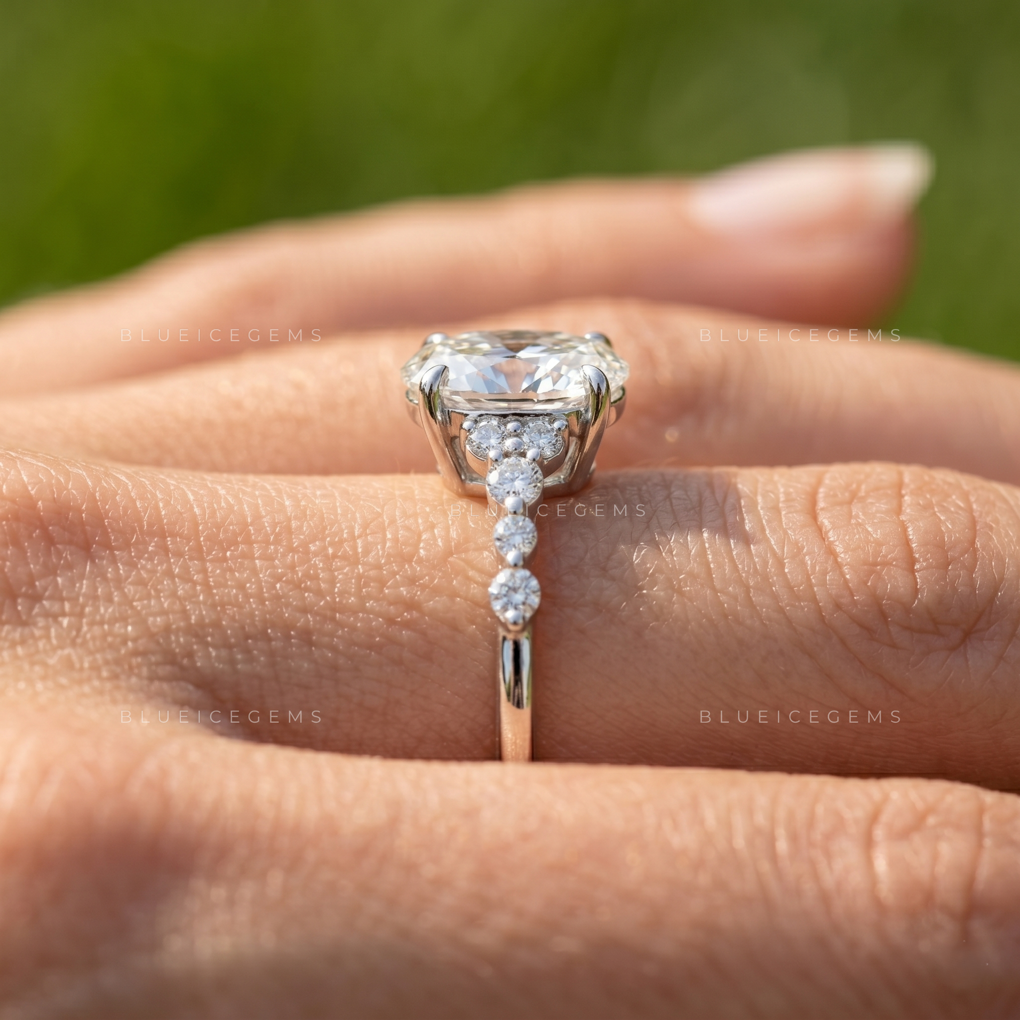 Serene Horizon Radiant Cut Classic Hidden Accent Engagement Ring