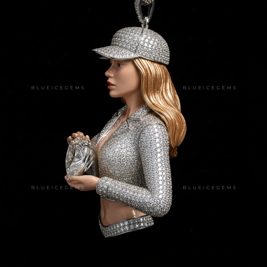 The "Heart of Ice" Portrait: 3D Urban Figurine & Massive Solitaire Sovereign