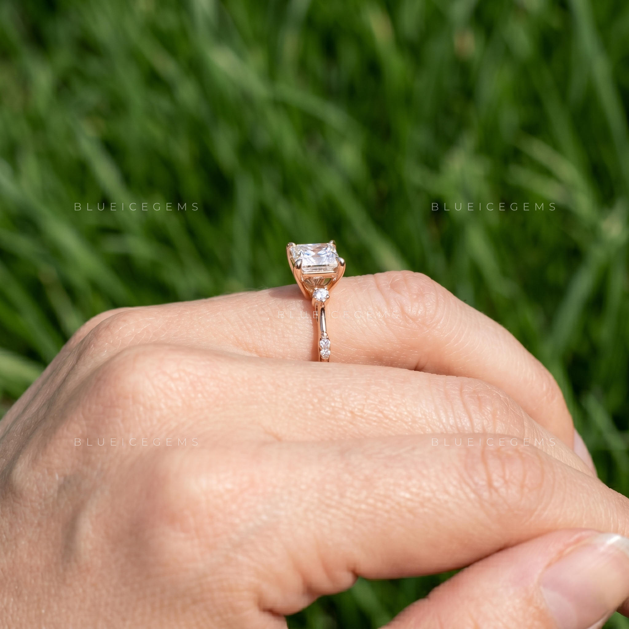 Sovereign Majesty Princess Cut Pavé Set Accent Proposal Ring