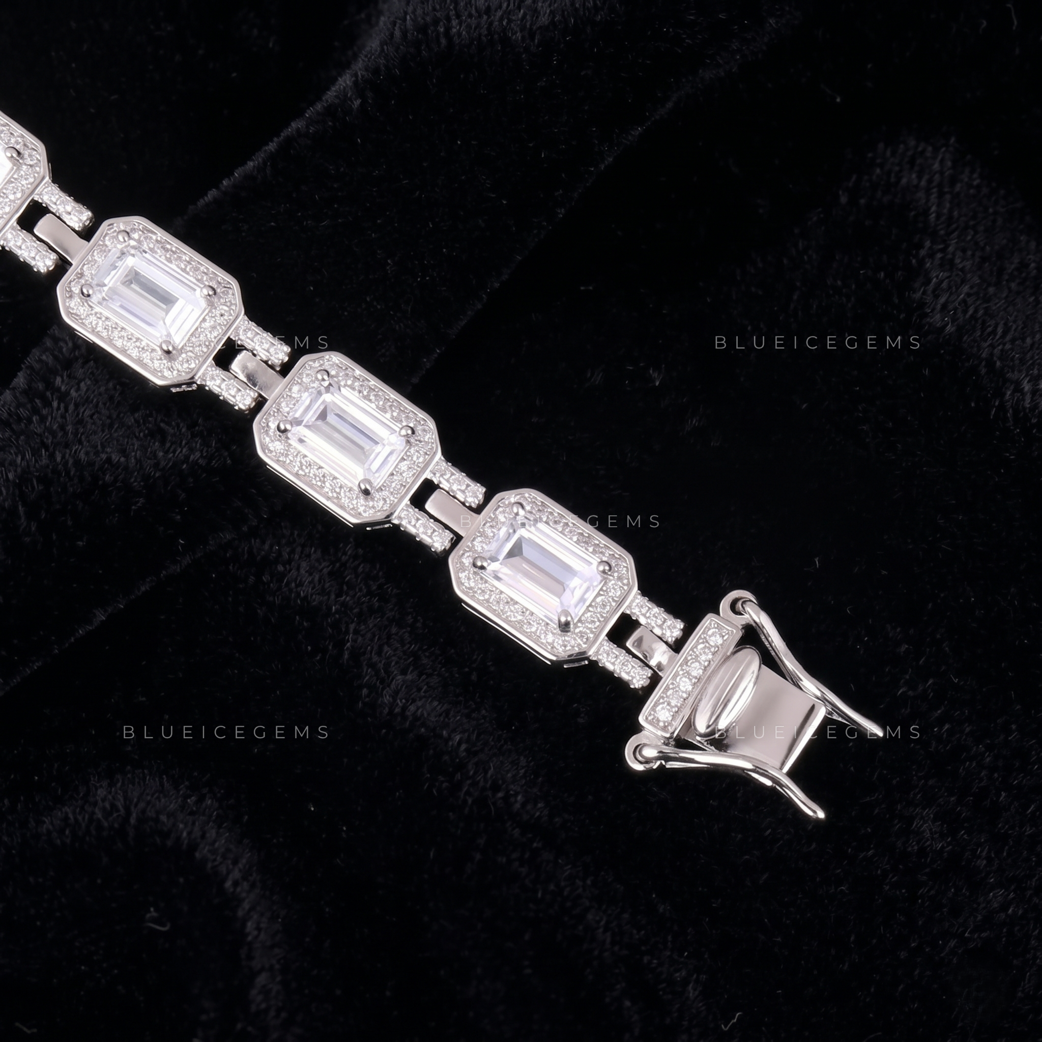 Infinite Halo Emerald-Cut Geometric Fusion Tennis Link