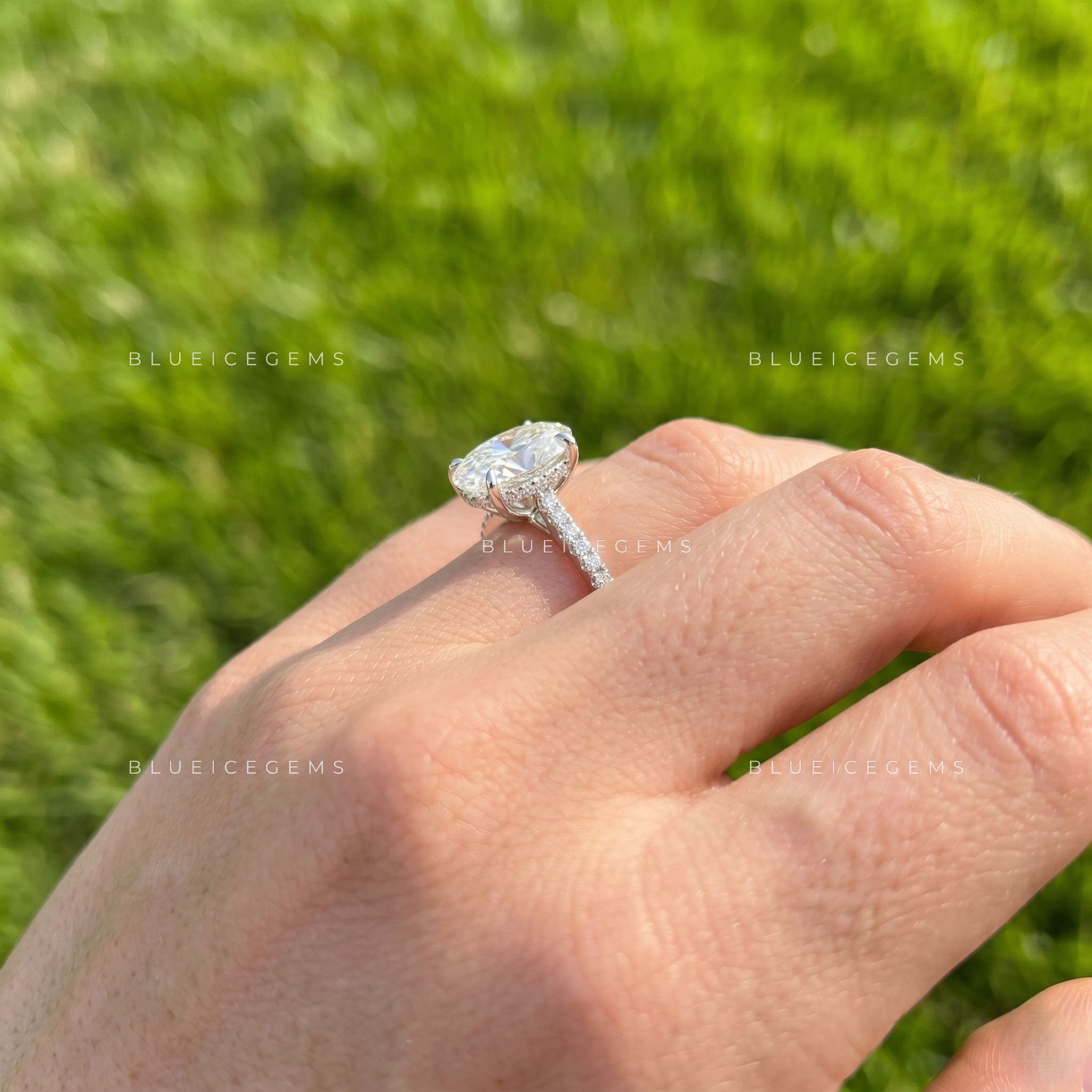 Imperial Glow Oval Cut Pavé Engagement Ring