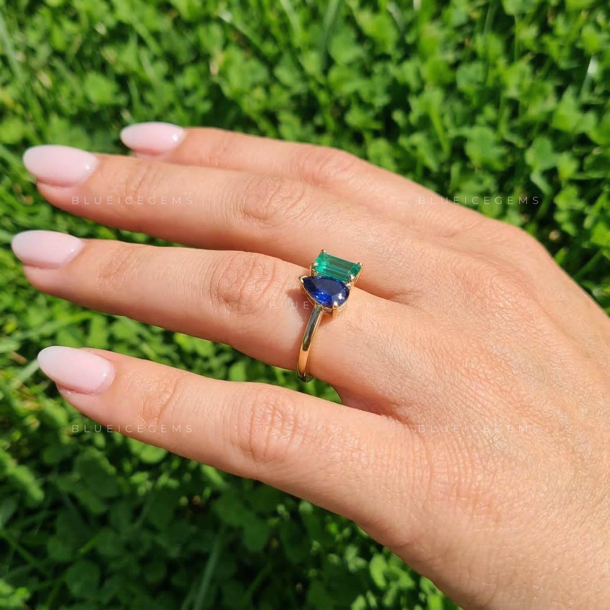 Verdant Azure Toi Et Moi Statement Ring