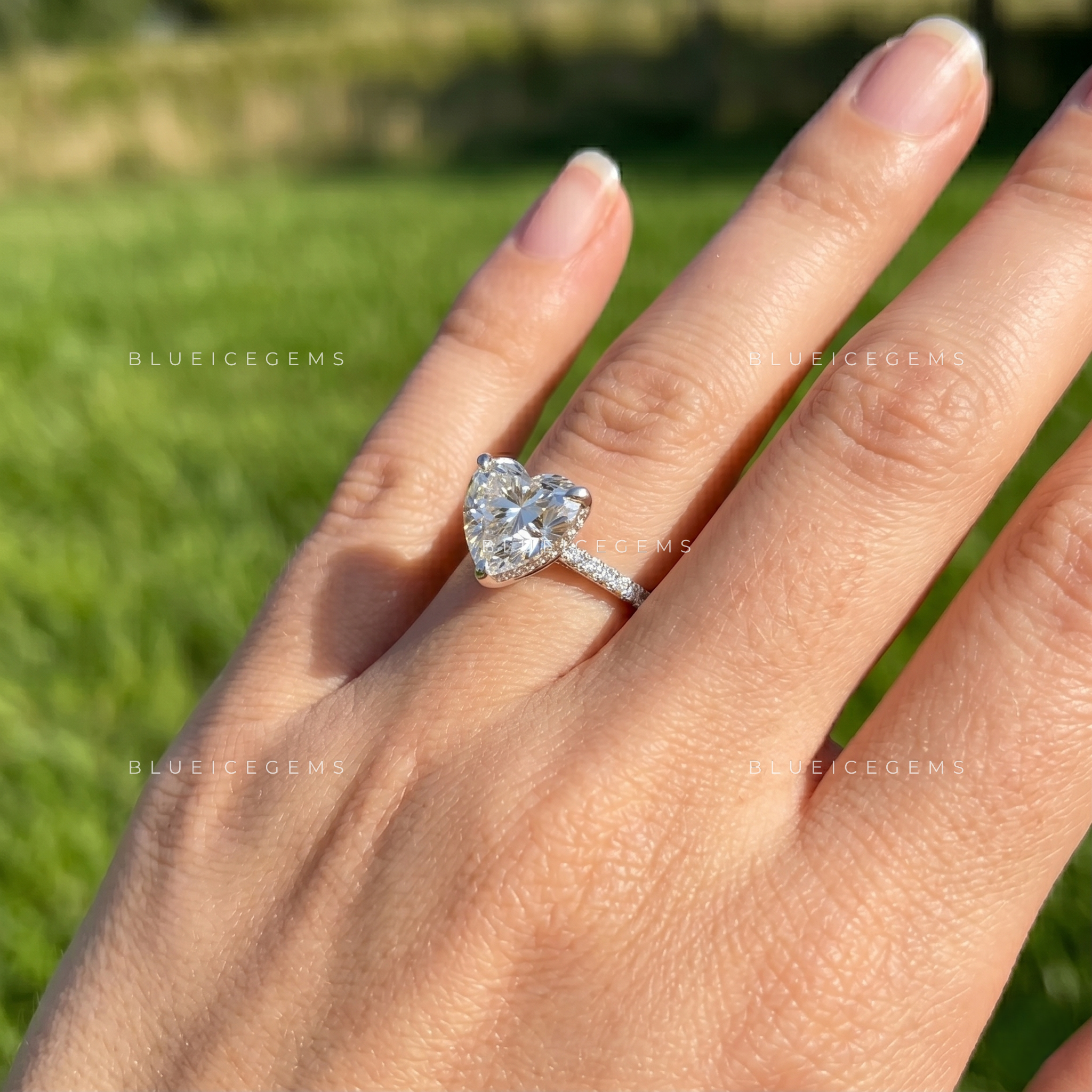 Celestial Heart Brilliant Cut Pavé Diamond Engagement Ring