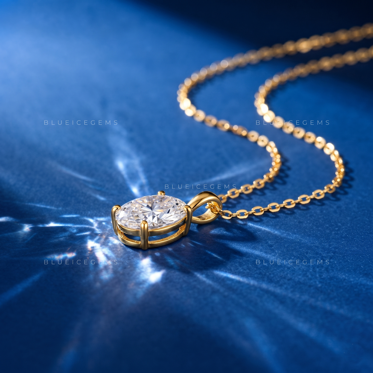 Oval Solitaire Diamond Pendant