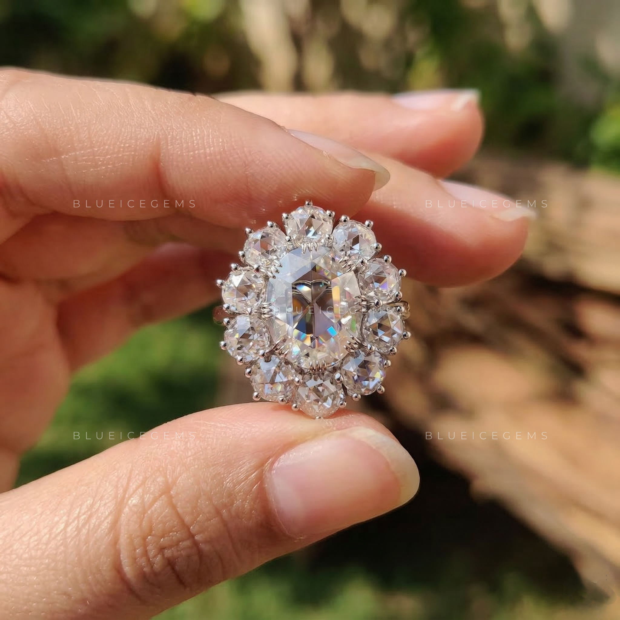 Antique Grandeur Oval Rose Cut Cathedral Statement Ring