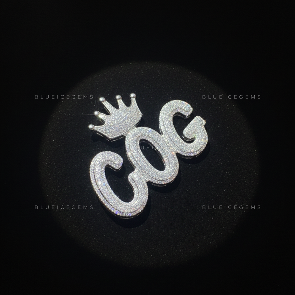 The "COG" Royal Sovereign: Crown-Topped 3D Bubble Script Pendant