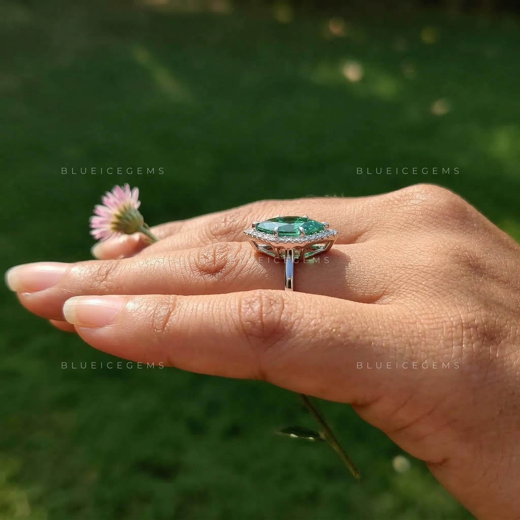Enchanted Verdant Dutch Marquise Pavé Ring