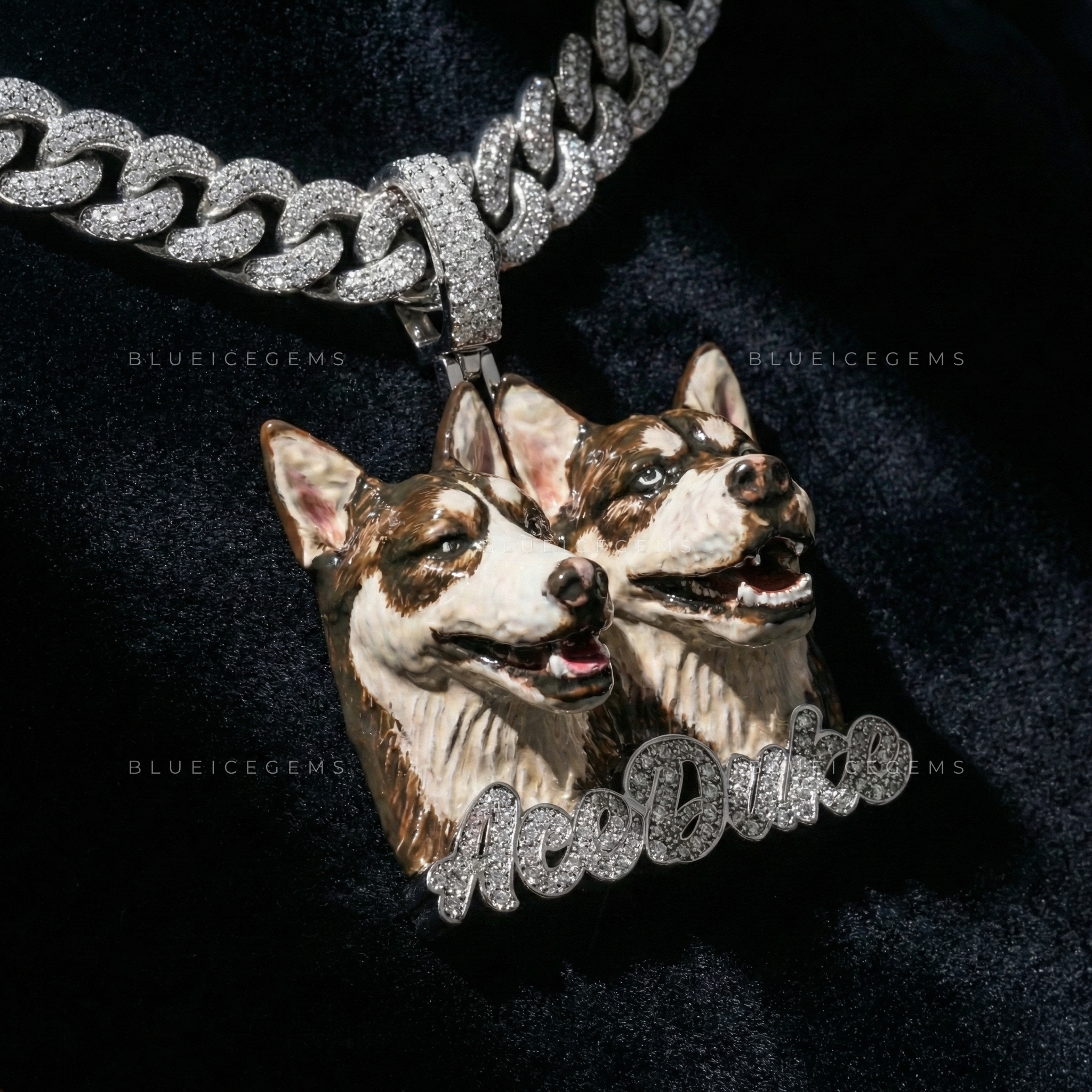 The "ACE & DUKE" Eternal Bond: Hand-Painted Hyper-Realistic Canine Portrait Pendant