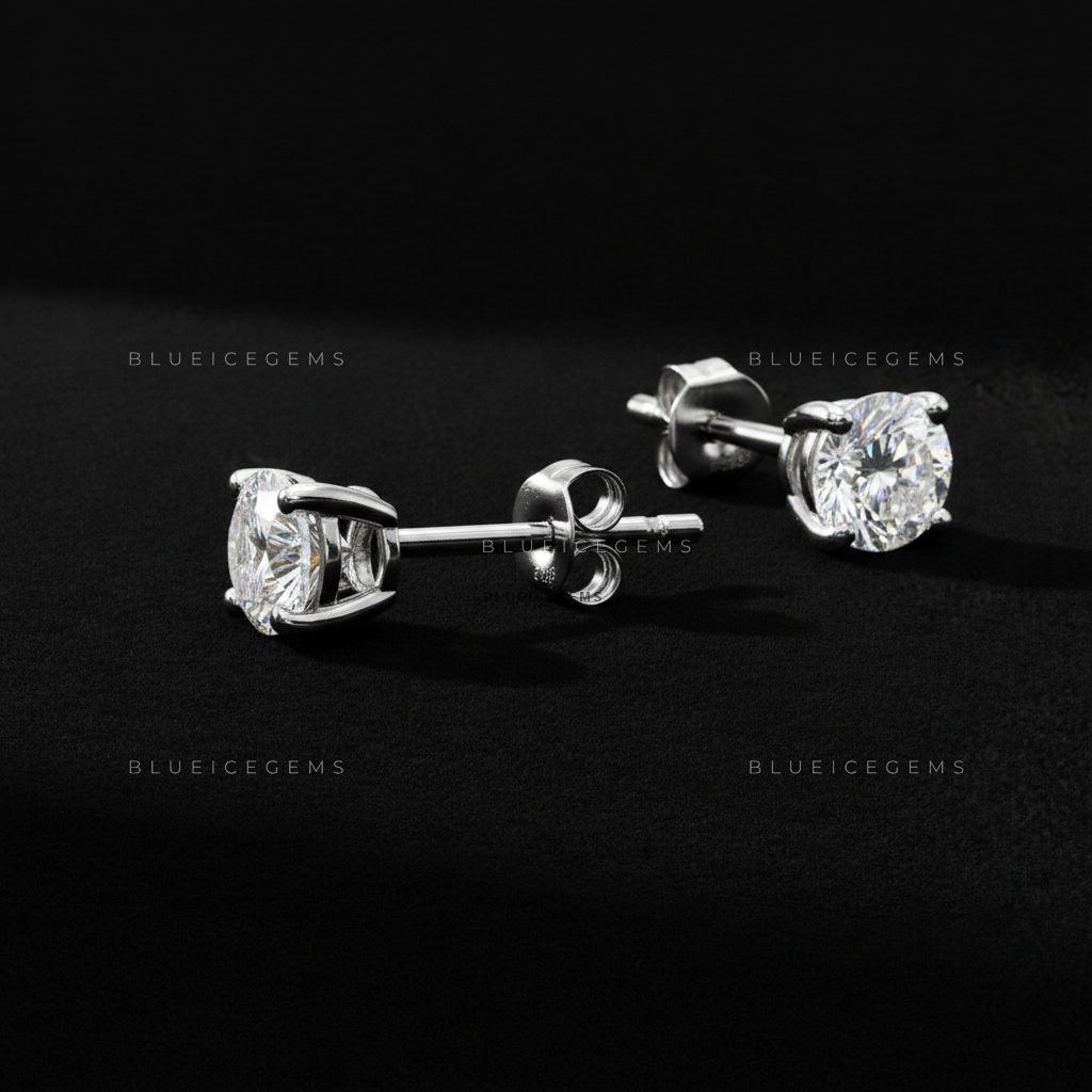 The Zenith Sparkle: Round Diamond Stud Earrings