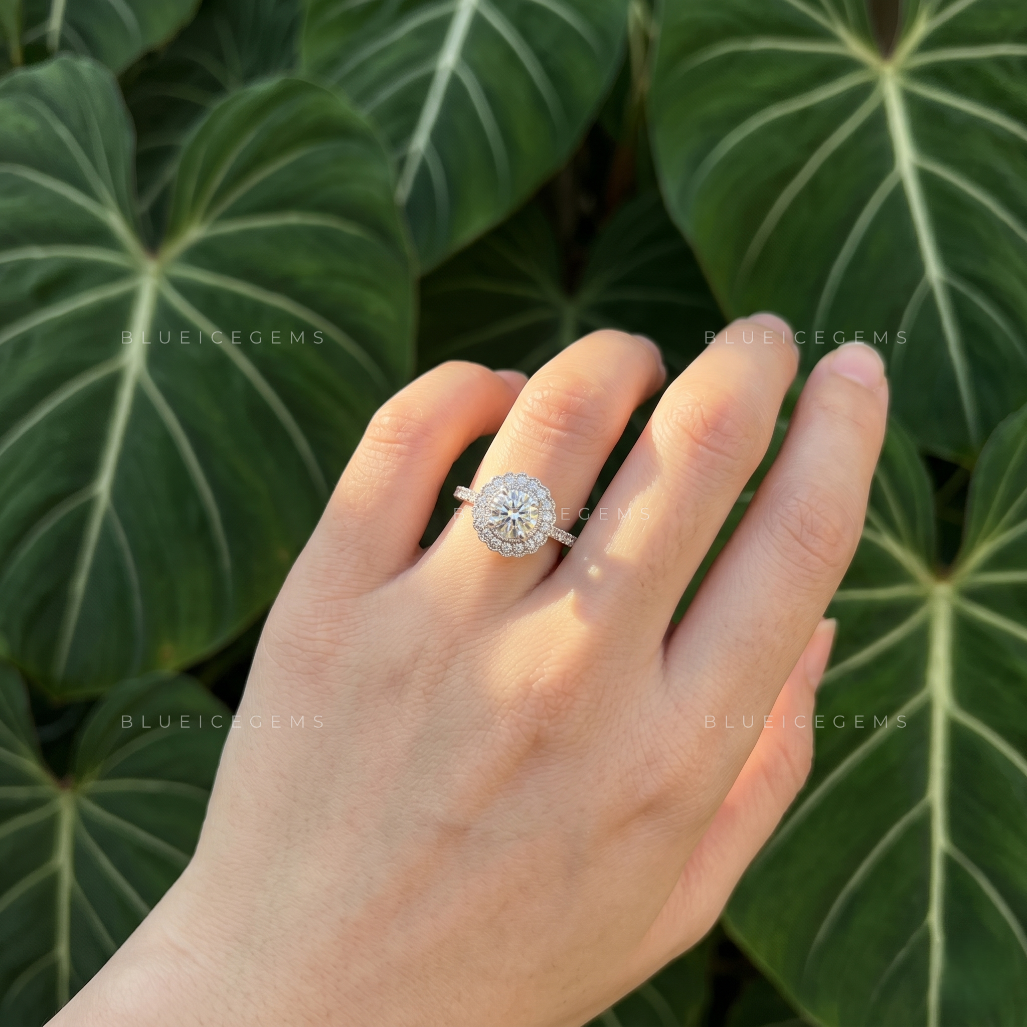 Infinite Splendor Round Brilliant Cut Halo Cathedral Engagement Ring