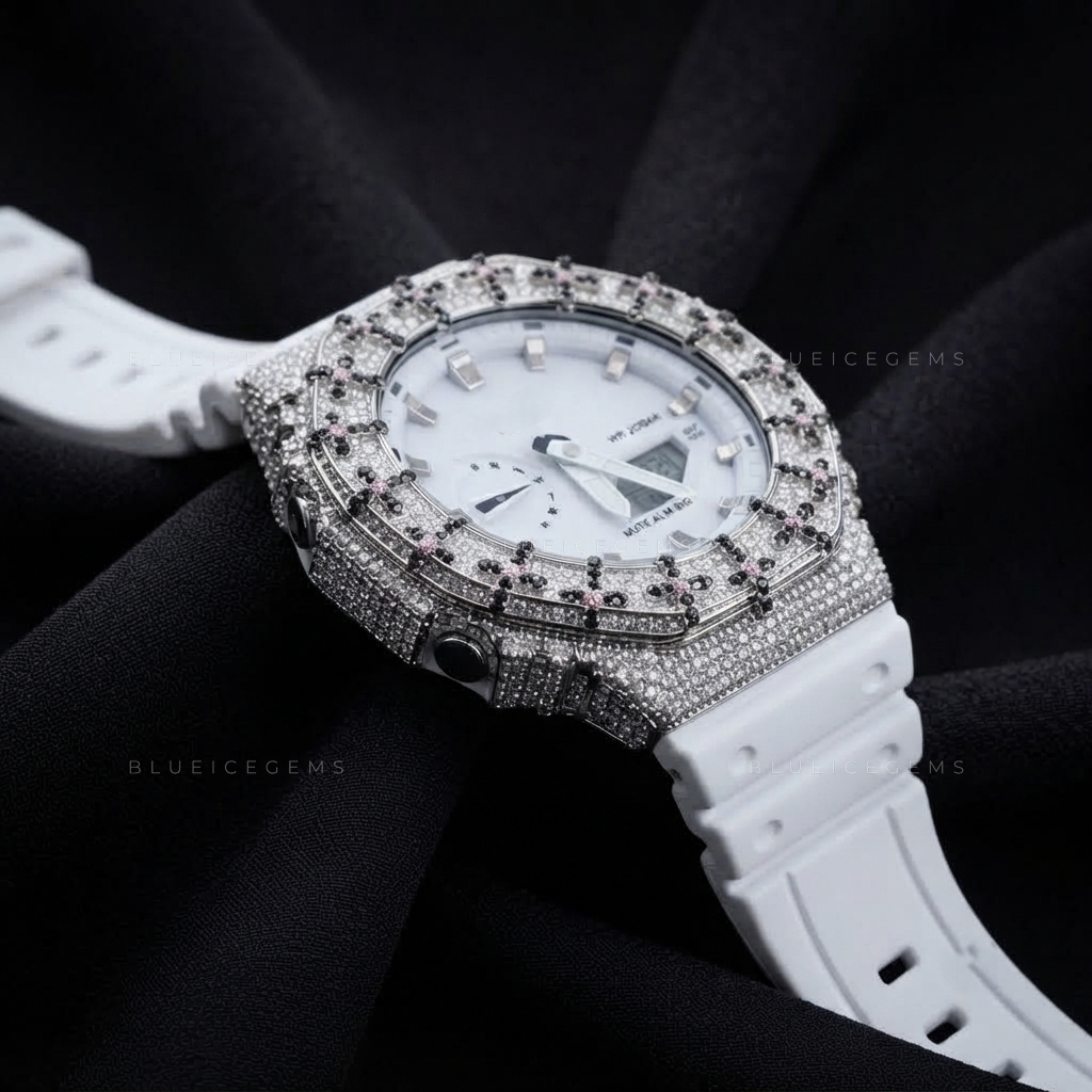 Cross Royale Iced Timepiece – Hand-Set Moissanite Bezel