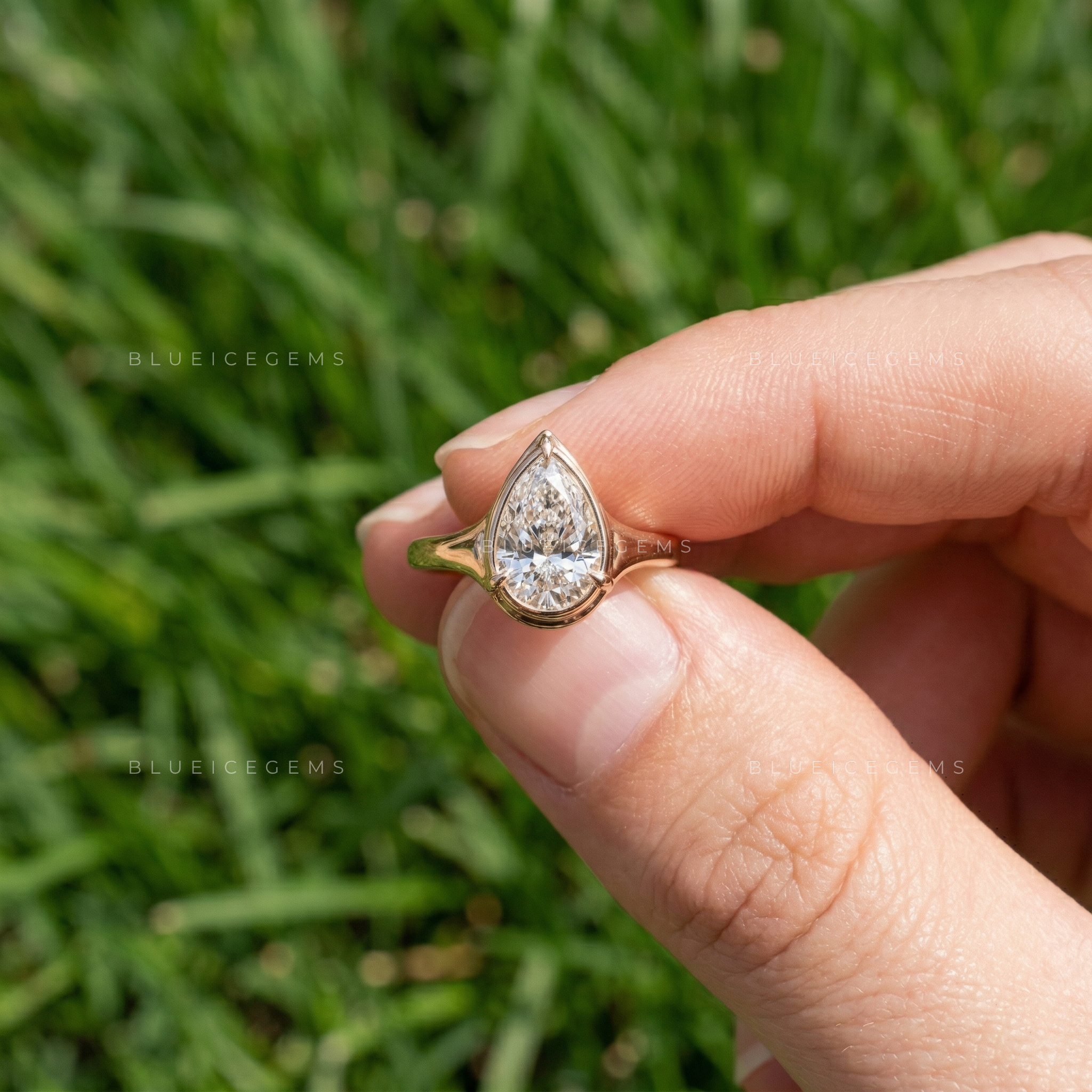 Luminous Grace Pear Cut Solitaire Ring