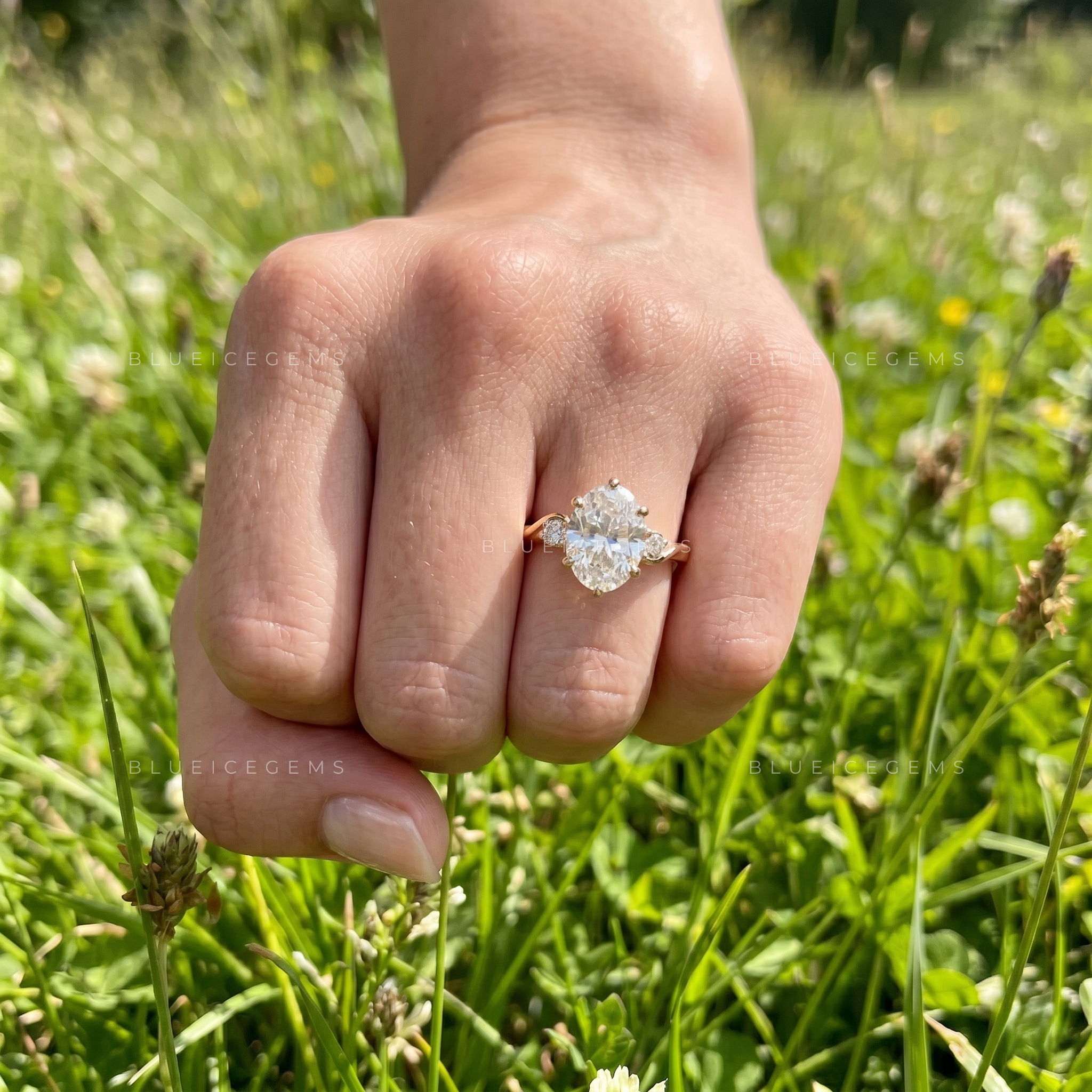 Ethereal Majesty Oval Brilliant Cut Pave Accent Engagement Ring