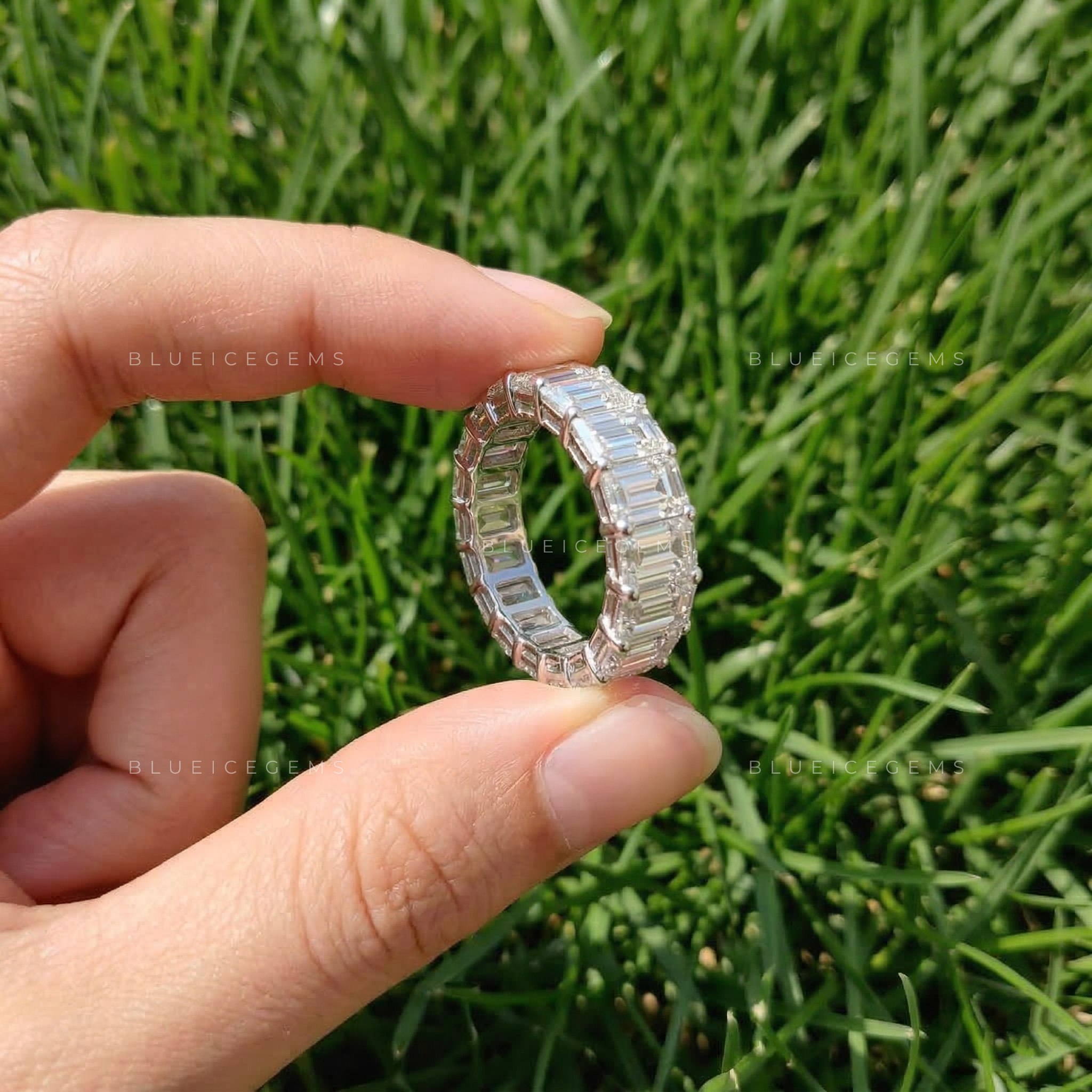 Infinite Radiance Emerald Cut Eternity Band