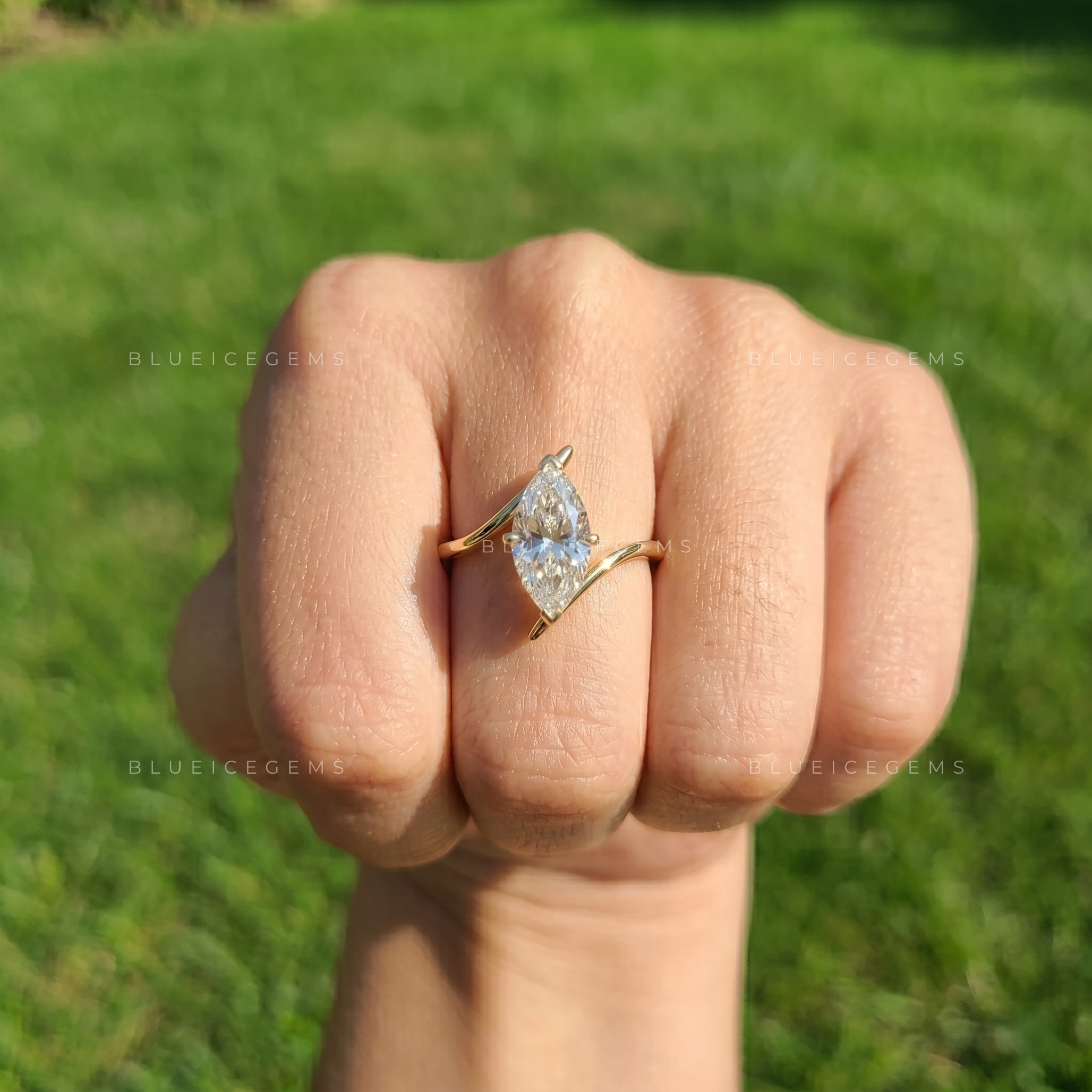 Product Title Infinite Allure Marquise Cut Six-Prong Curved Bypass Solitaire Ring
