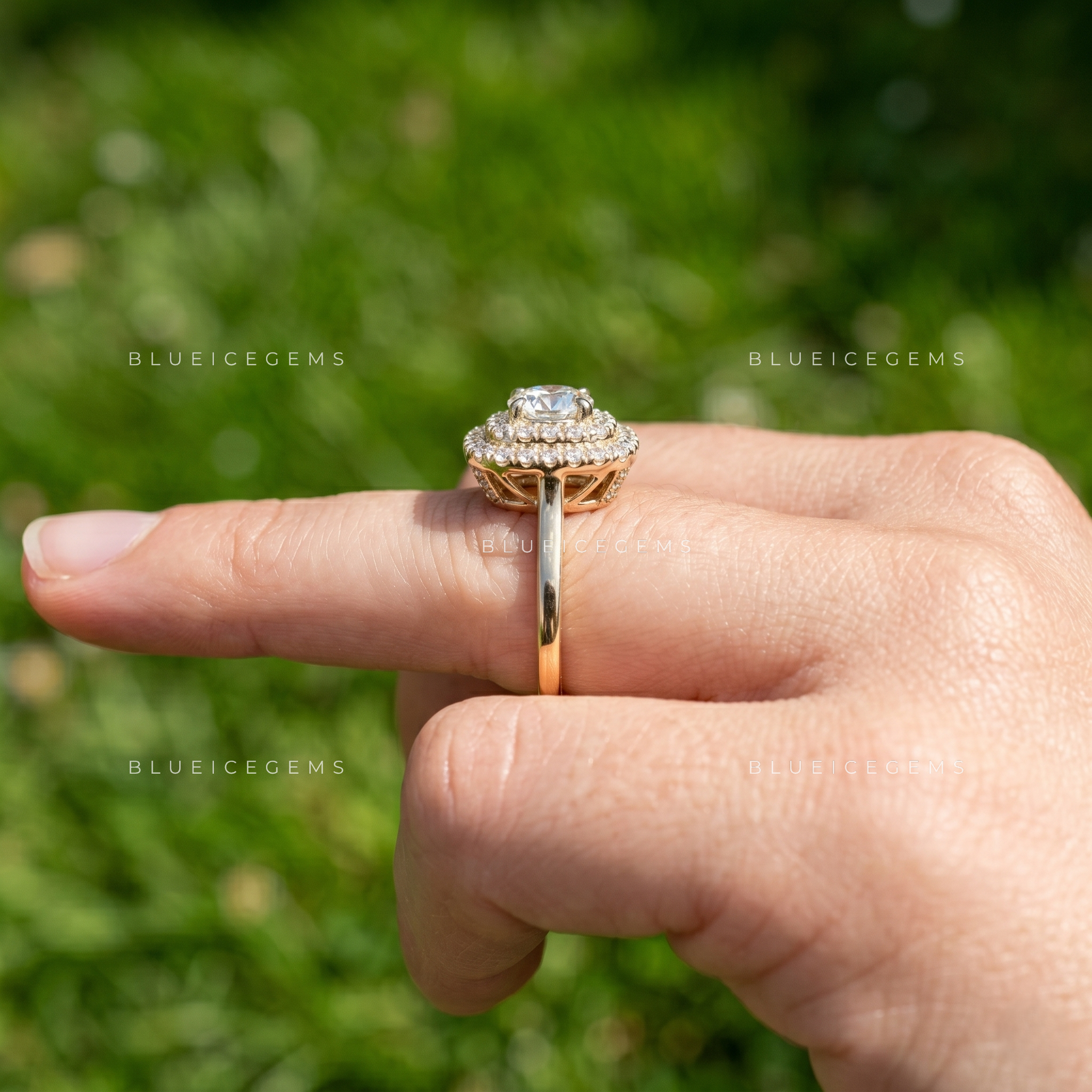 Enchanted Sparkle Round Cut Side Stone Engagement Ring