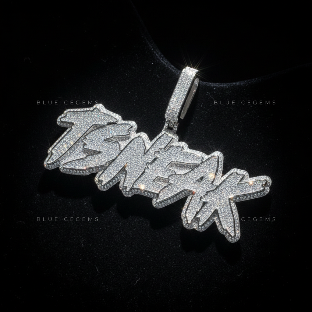 The "TSNEAK" High-Voltage: Jagged Electric Script & Triple-Tiered Frost Pendant