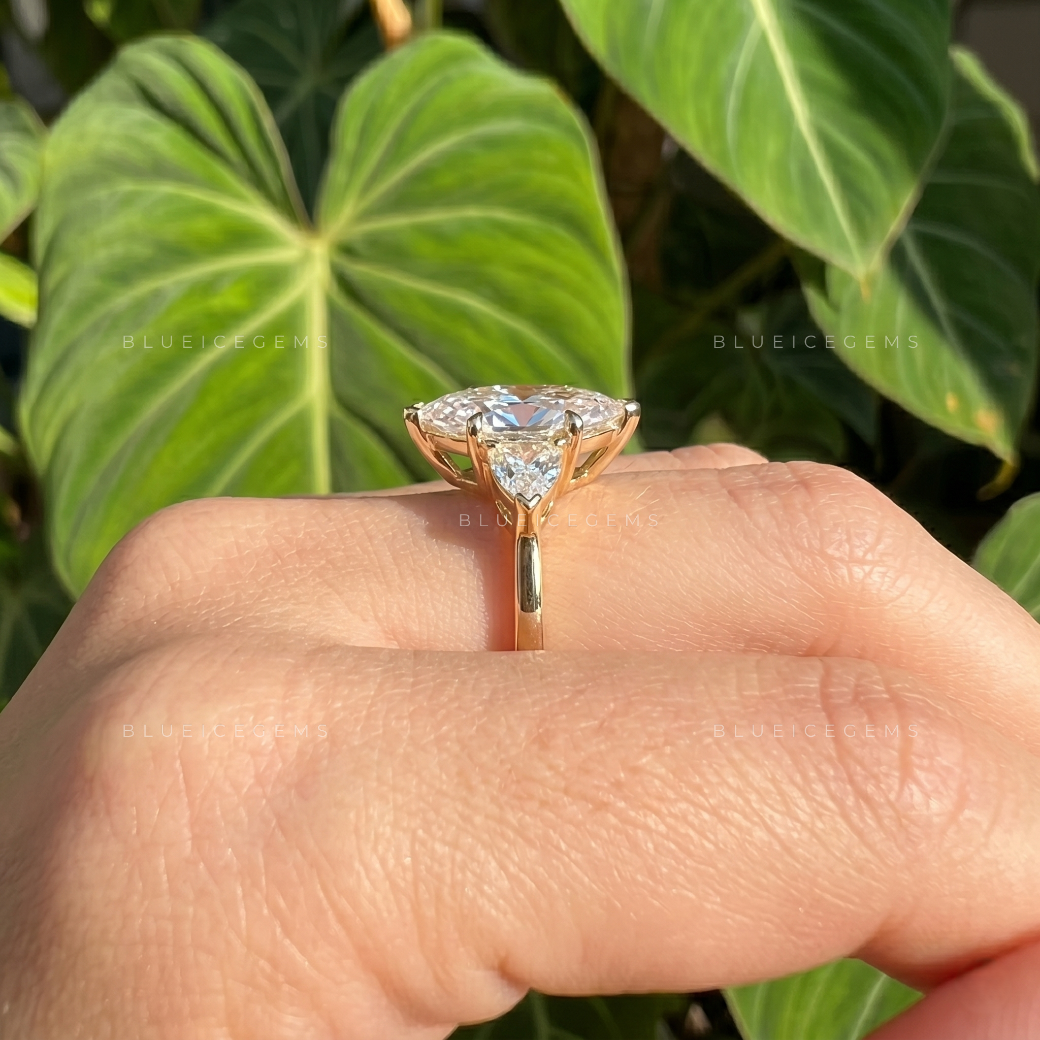 Dazzling Contour Marquise Cut Kite Side Stone Engagement Ring