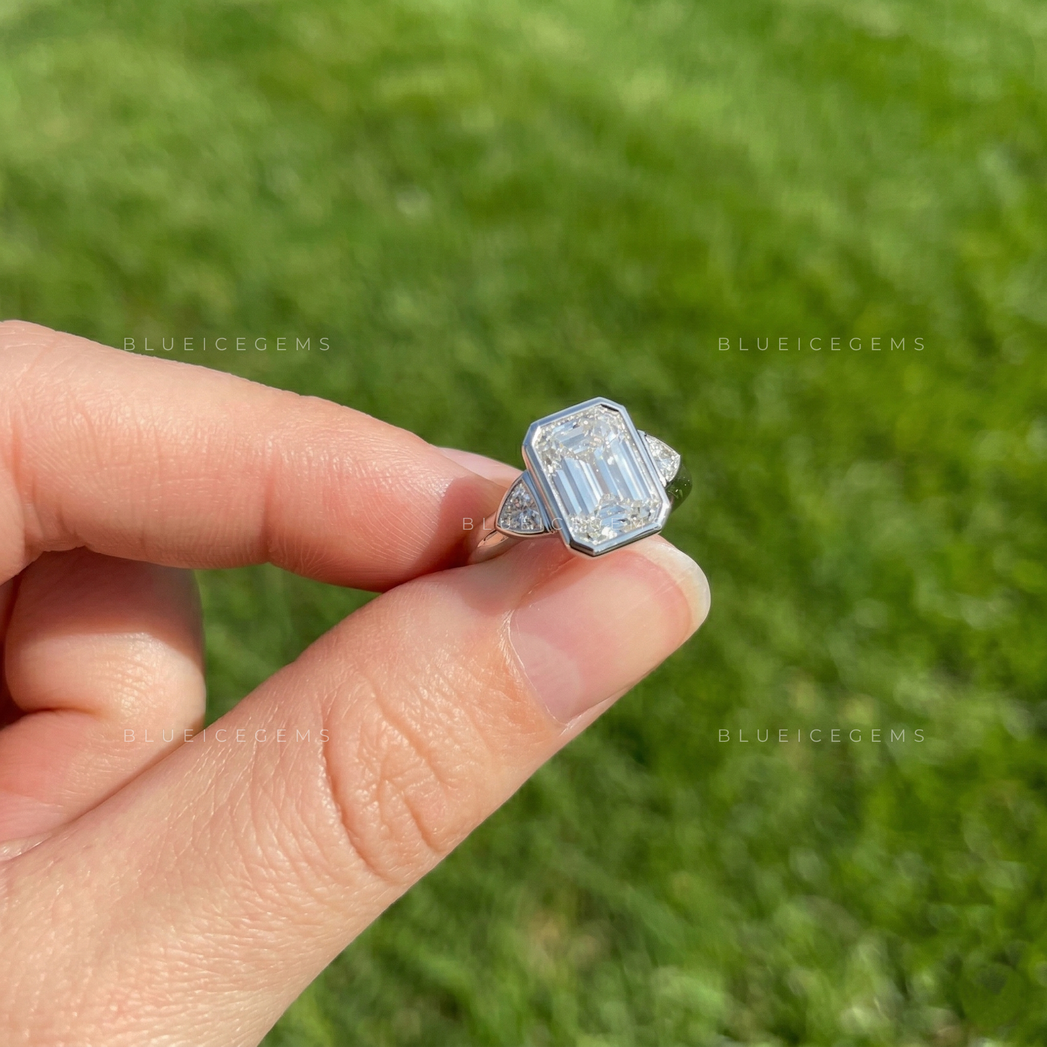 Modern Brilliance Radiant and Trillion Cut Trilogy Ring