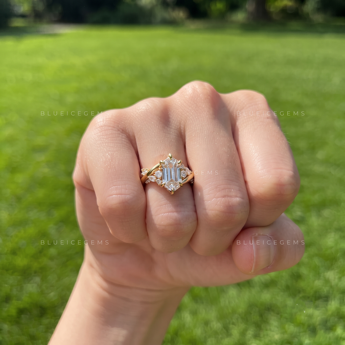 Wildvine Elongated Hexagon Twisted Engagement Ring