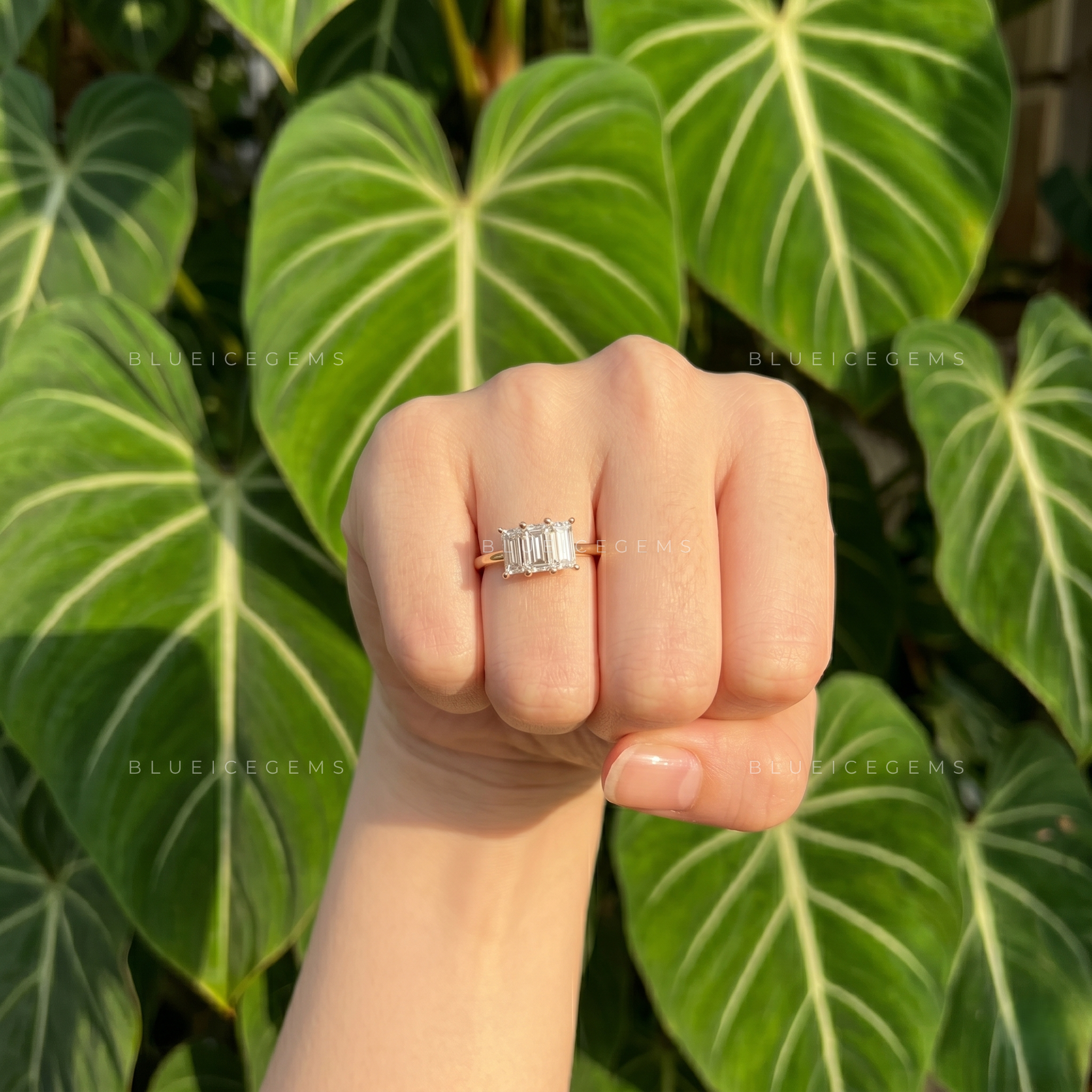 Unique Baguette Cut Trilogy Tiara Style Engagement Ring