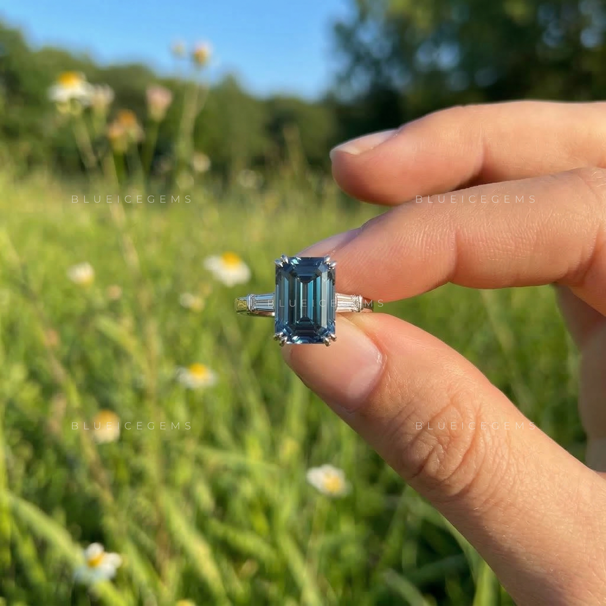 Midnight Majesty Emerald Cut Art Deco Ring