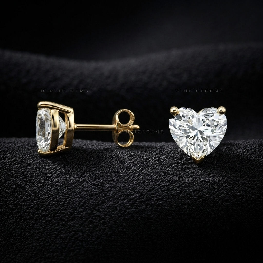 Luminous Heart 3-Prong Lab-Grown Diamond Stud Earrings