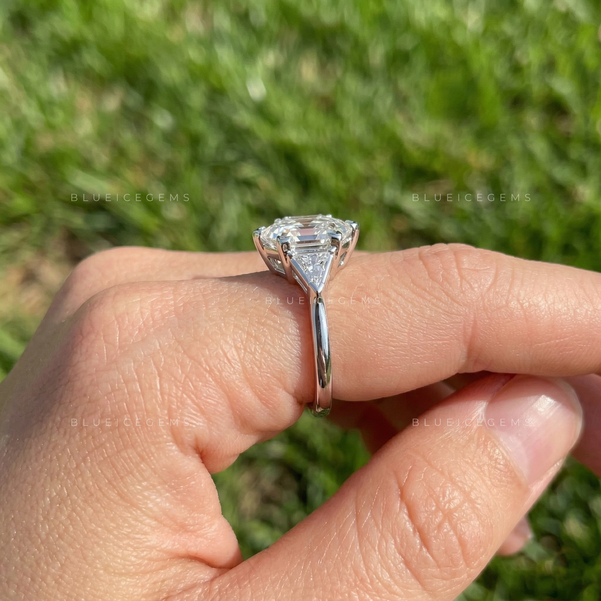 Geometric Majesty Hexagon Step Cut Trilogy Ring