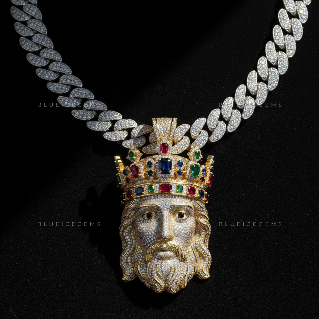 The Imperial Sovereign: Regal Crowned Christ with Multi-Gem Fire
