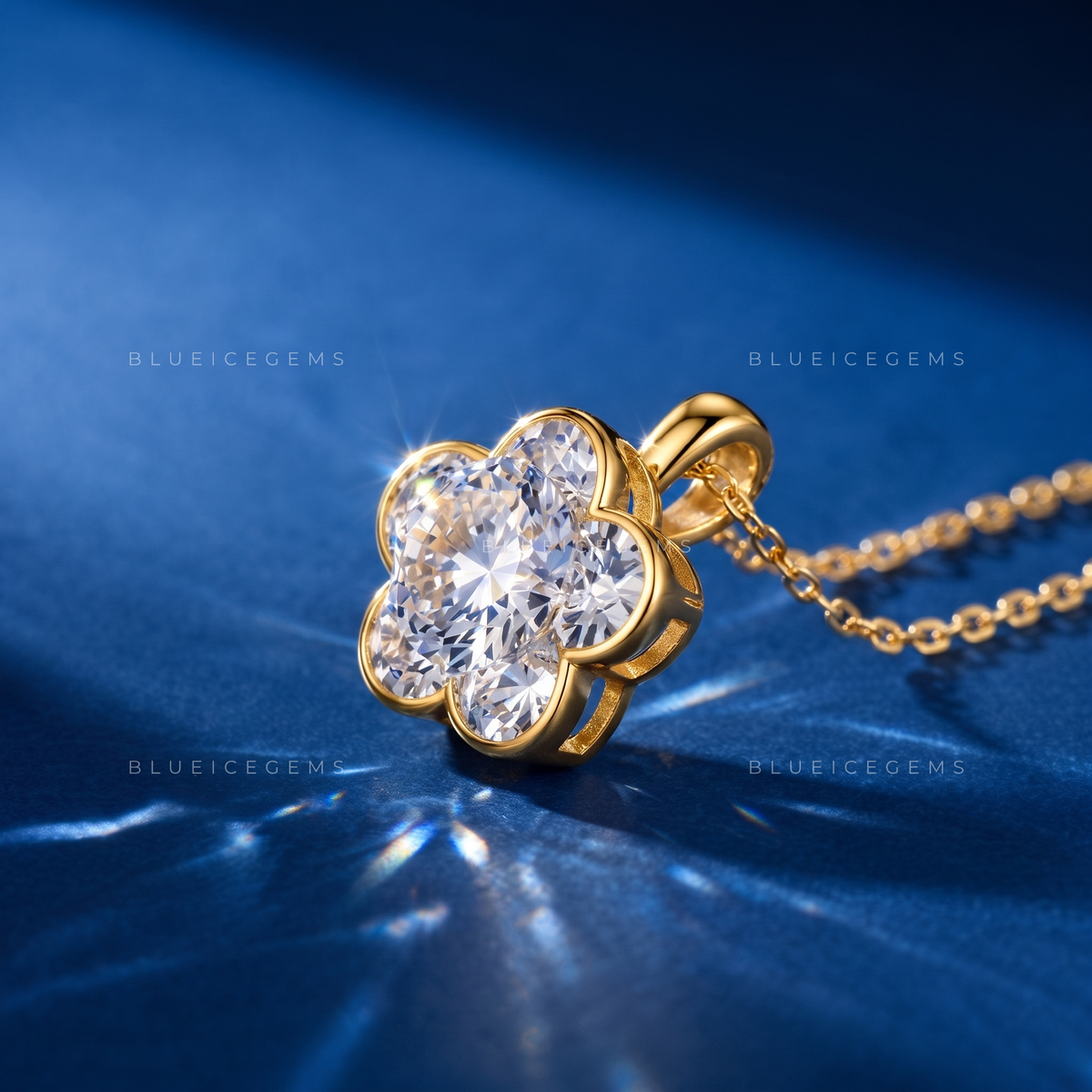 Flower Shape Bezel Set Diamond Pendant