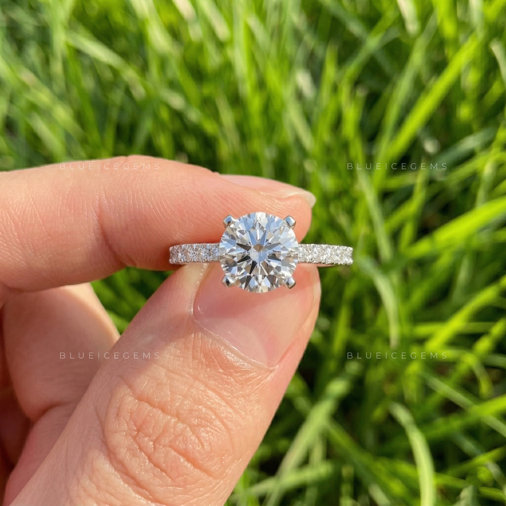 Timeless Radiance Round Cut Pavé Engagement Ring