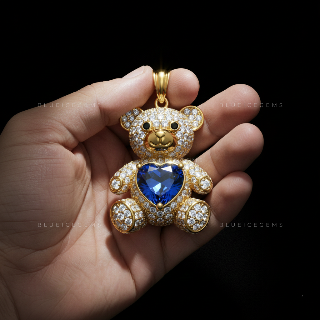 The Arctic Monarch: Cobalt Heart & Diamond Frost Teddy Sovereign