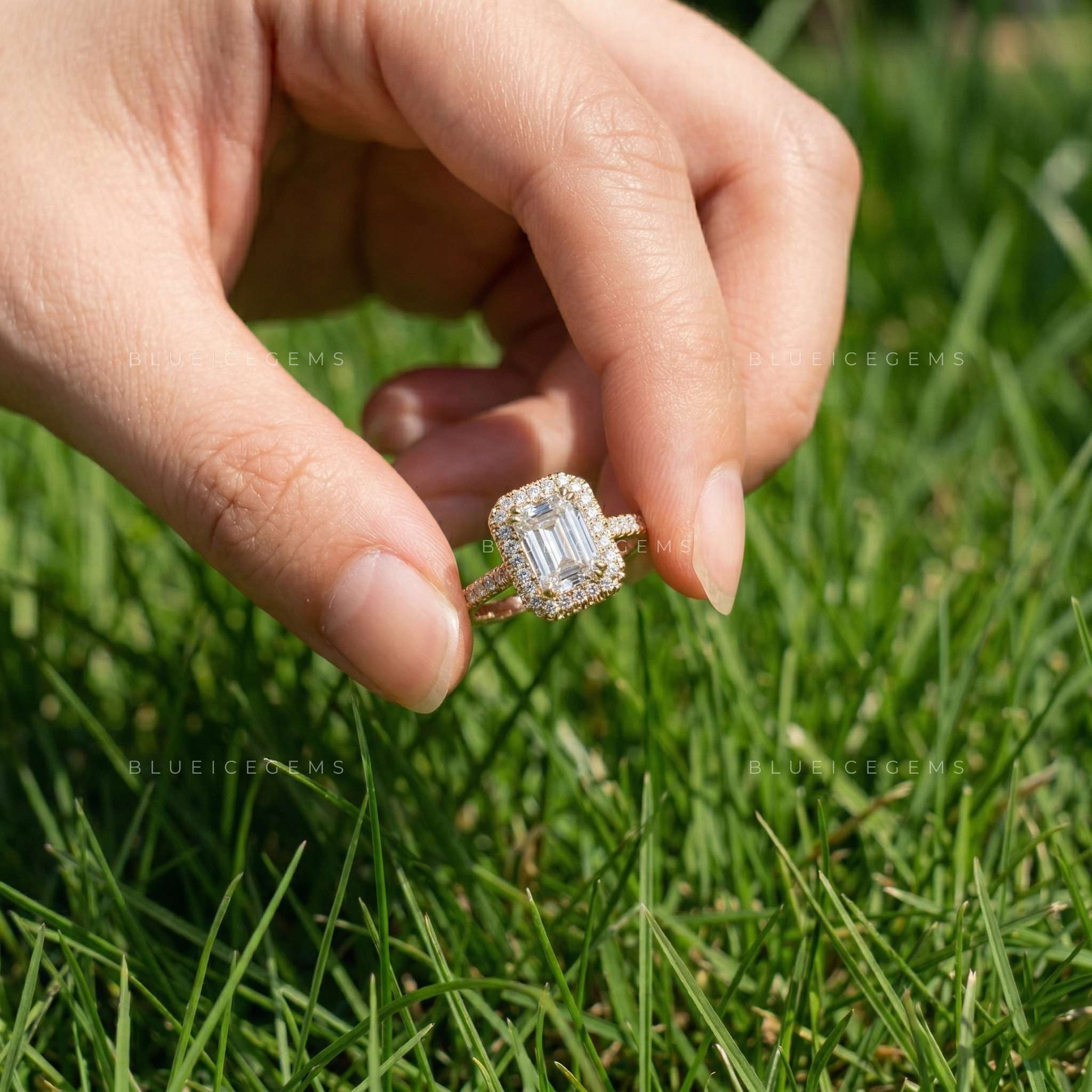 Sophisticated Radiance Emerald Cut Pavé Engagement Ring