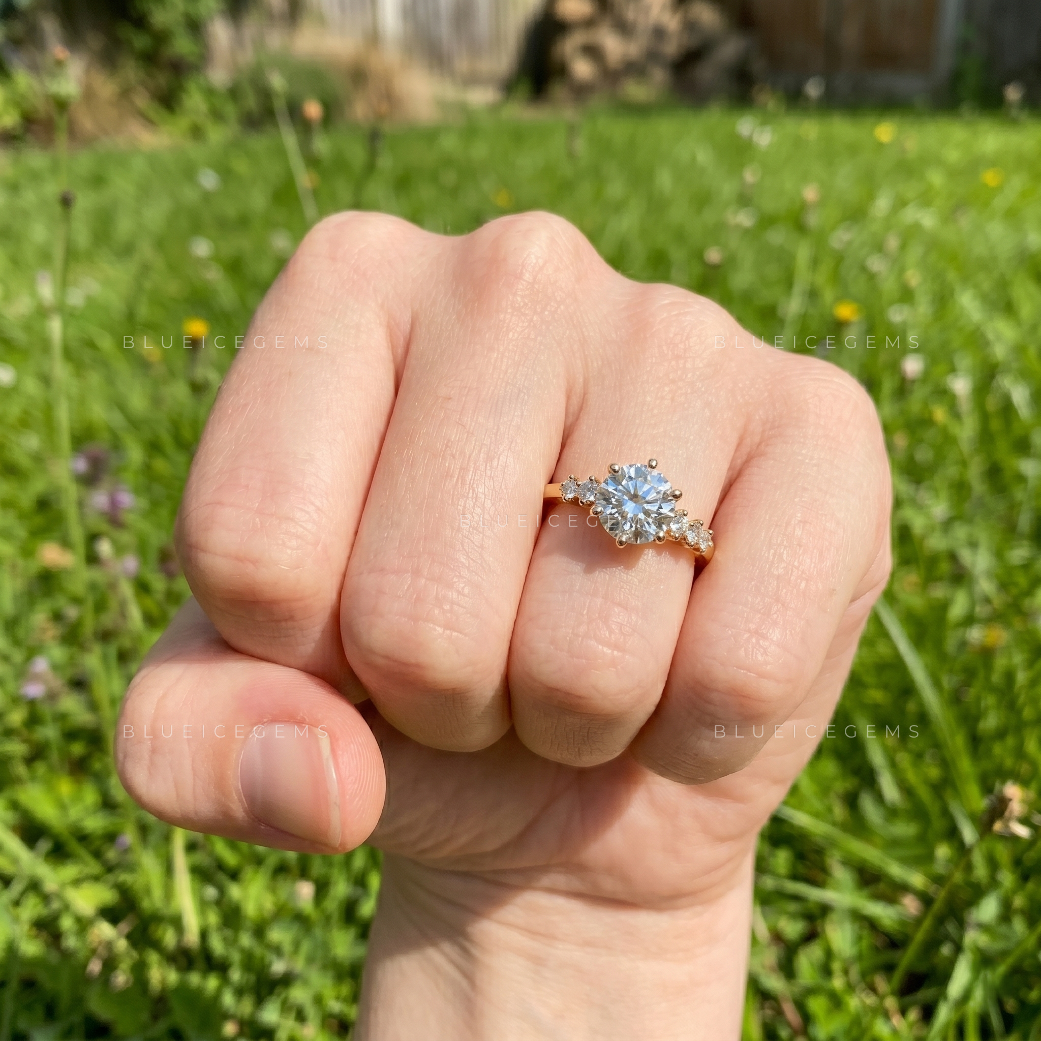 Enduring Spark Round Brilliant Cut Accent Engagement Ring