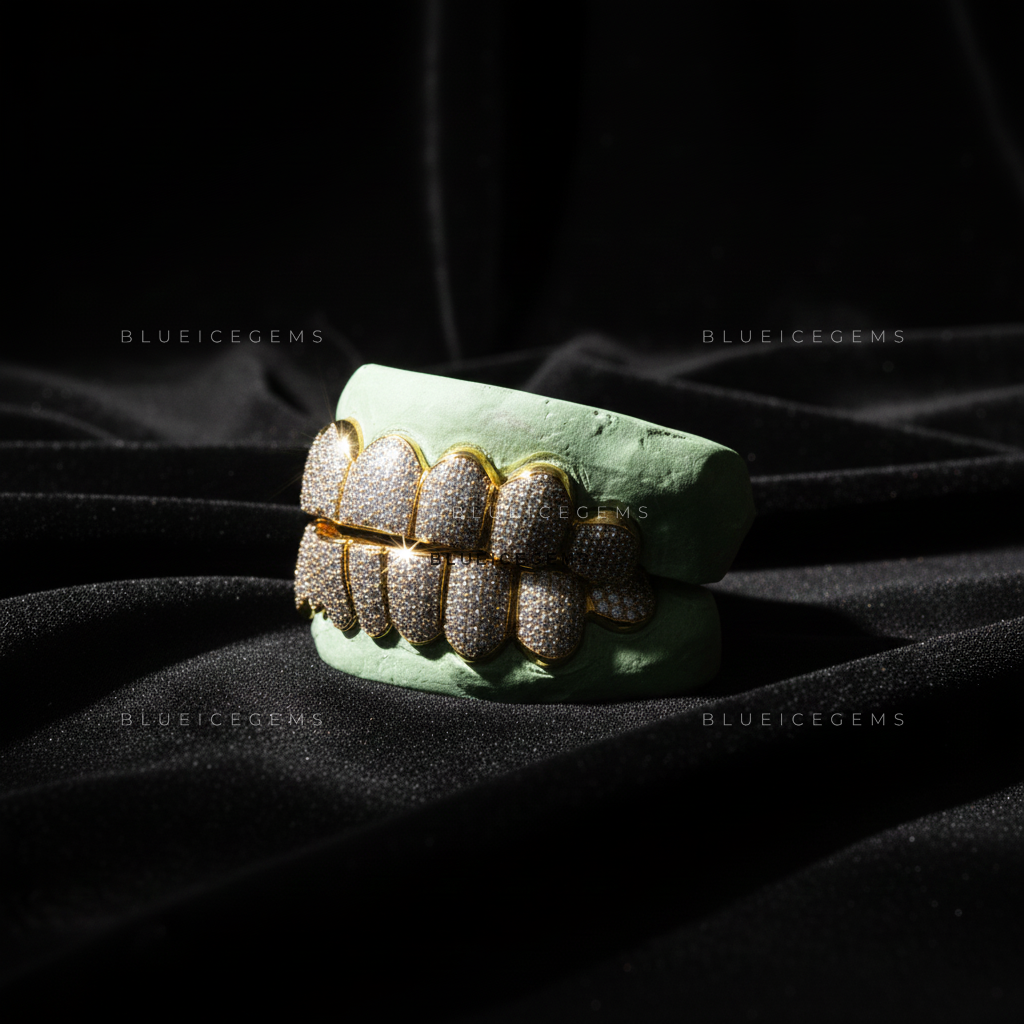 Gold-Framed Avalanche Full-Set Grillz
