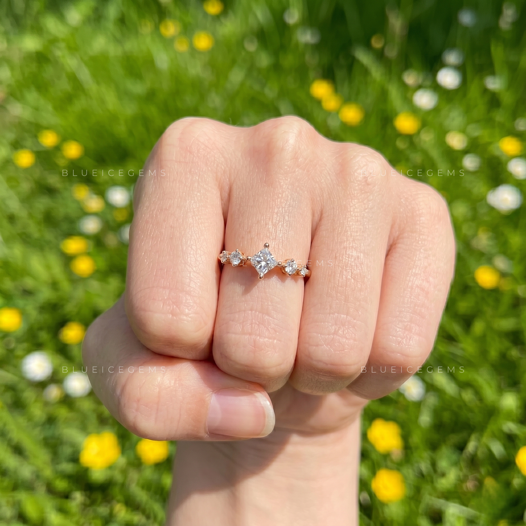 Modern 5-Stone Architectural Engagement Ring for Her