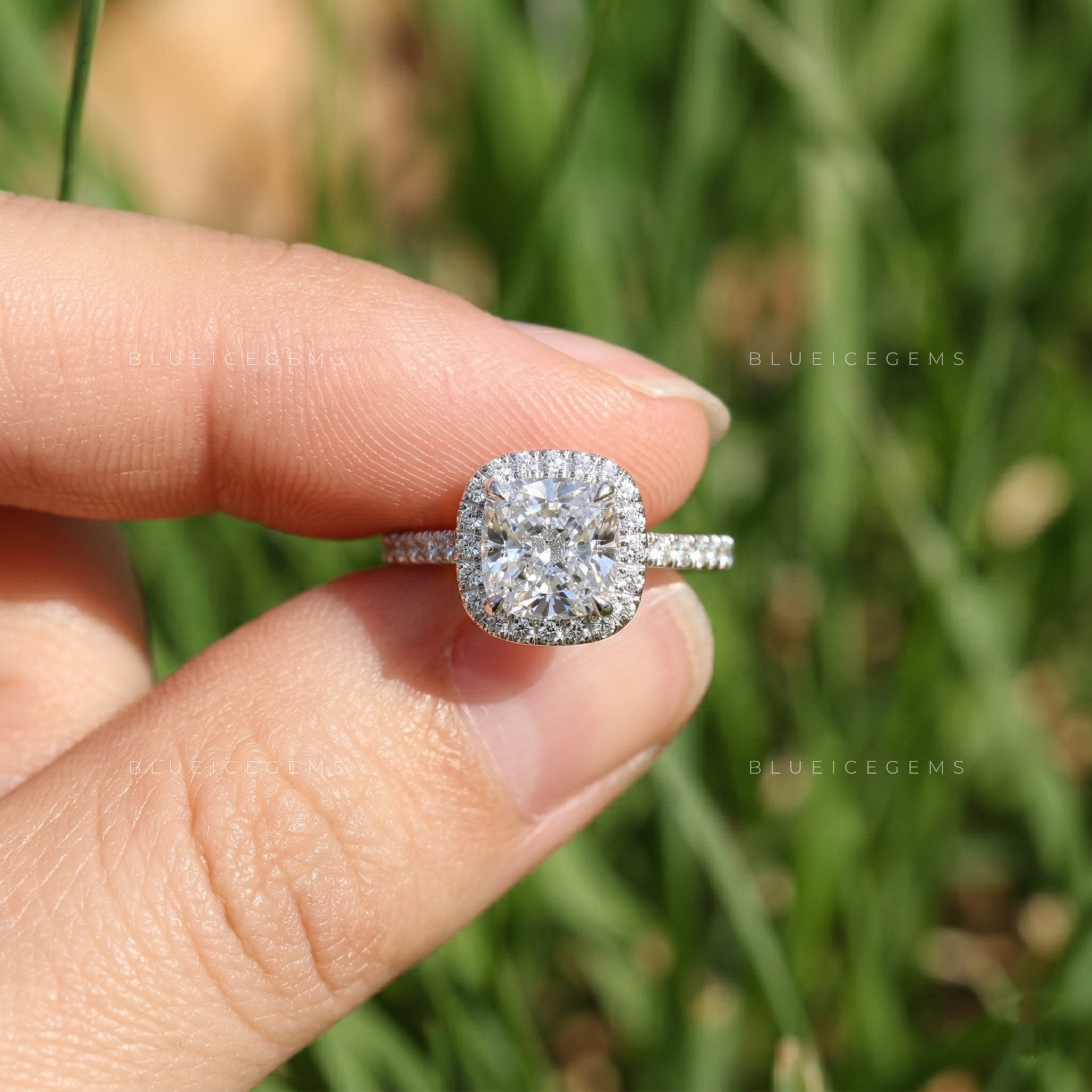 Classic Sophistication Cushion Cut Pavé Engagement Ring