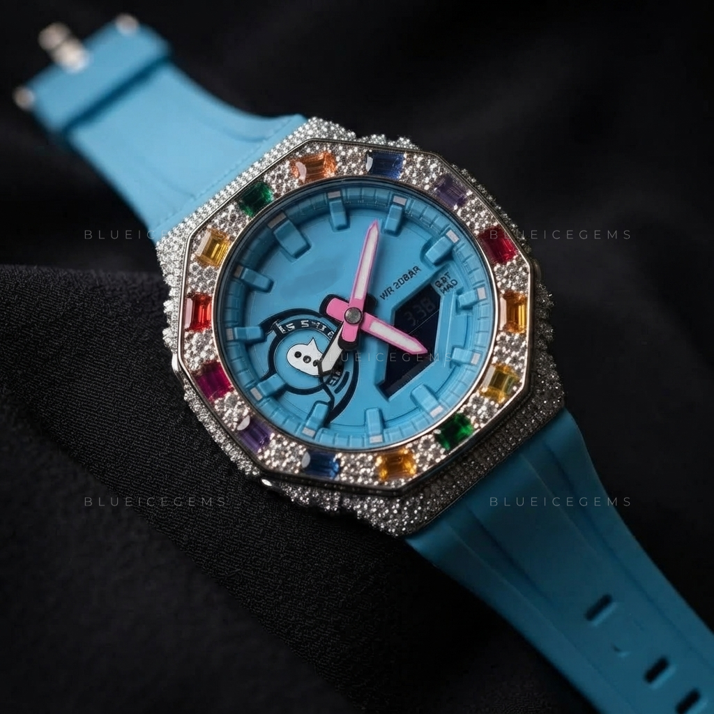 Spectrum Ice Royale Watch – 8.455 CT Multicolor Moissanite