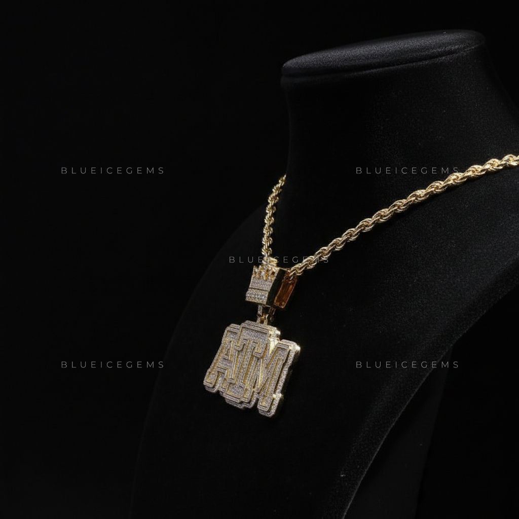 The "ATM" Sovereign: Crown-Topped Industrial Collegiate & Heavy-Gauge Gold Pendant