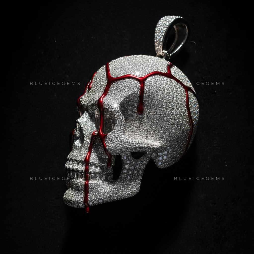 The "Bleeding Skull" Sovereign: Full-Frost Cranium & Crimson Gore Enamel