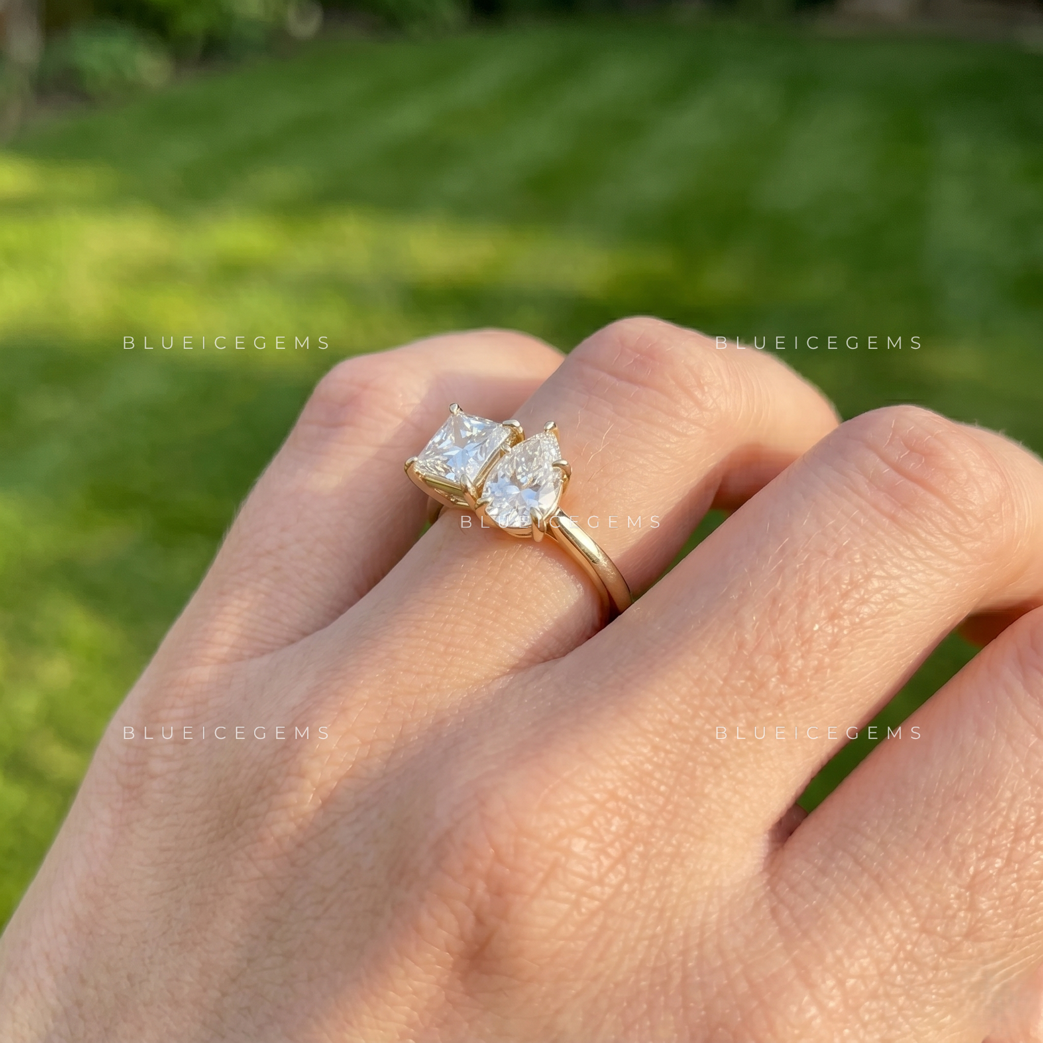 Regal Splendor Princess and Pear Engagement Ring