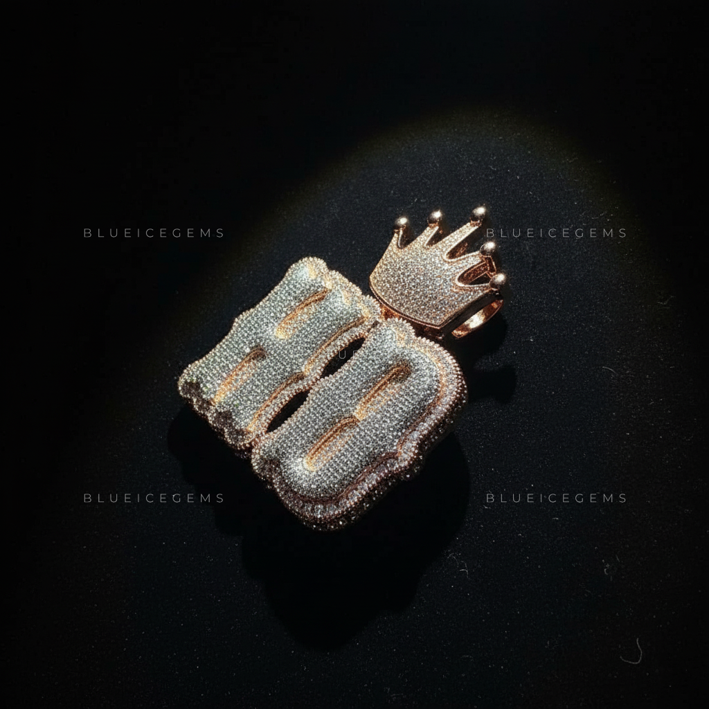 The "HB" Royal Monogram: Crown-Topped 3D Gothic Bubble Pendant