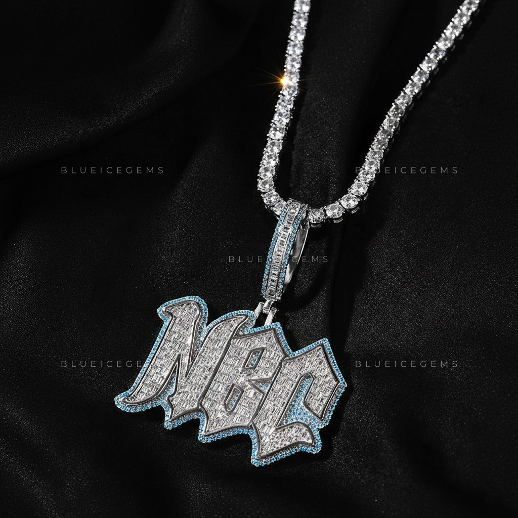 The "NBC" Azure Frost: Electric Blue Halo & Multi-Stone Fusion Pendant