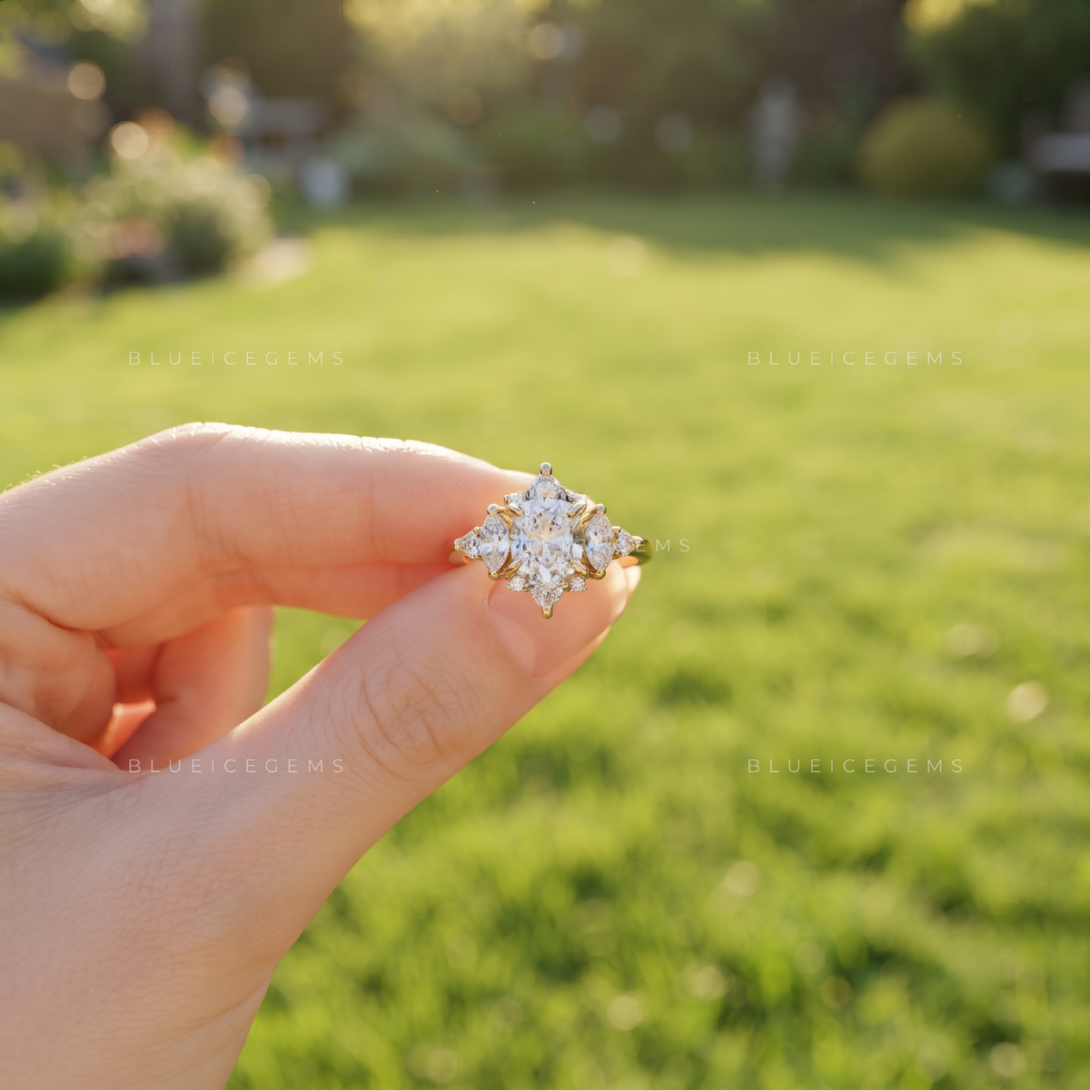 Diora Geometric Crown Engagement Ring