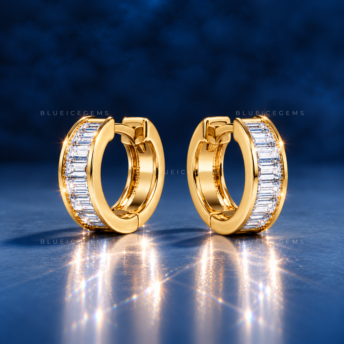 Architectural Baguette Huggie Earrings