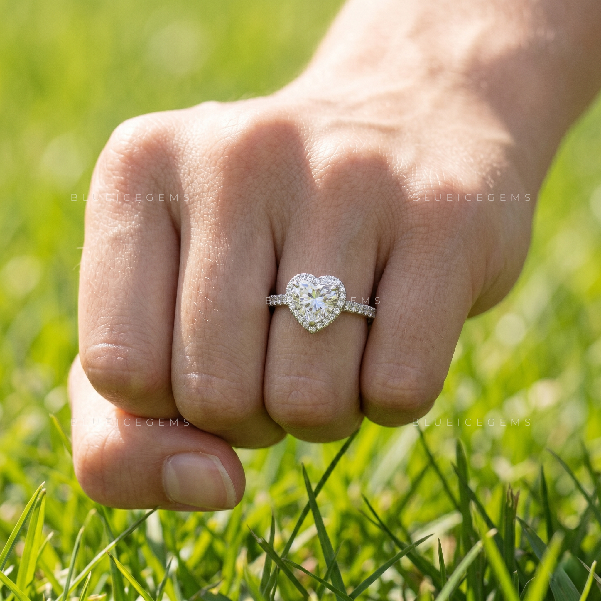 Amore Whisper Heart Cut Delicate Pavé Accent Engagement Ring