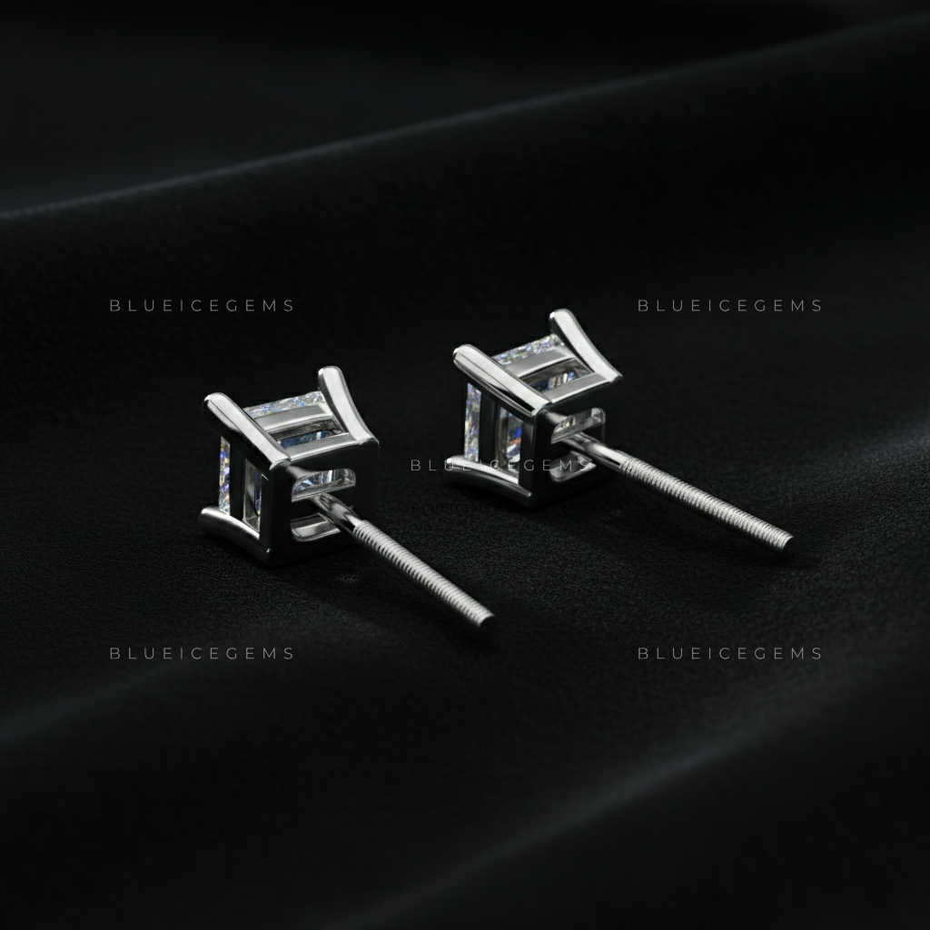 The Regal Prism: Princess-Cut Diamond Stud Earrings