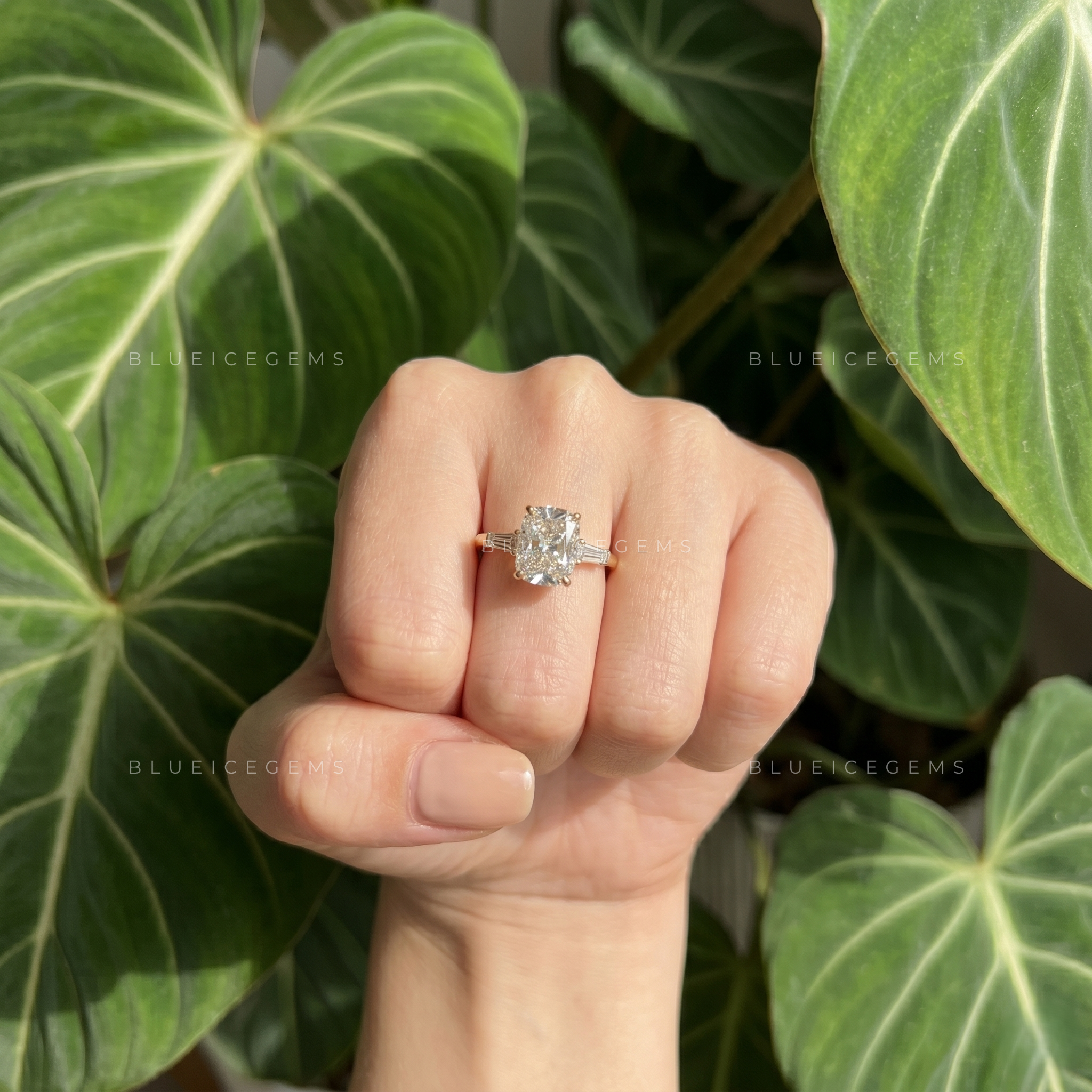 Regal Symphony Cushion Cut Three Stone Engagement Ring