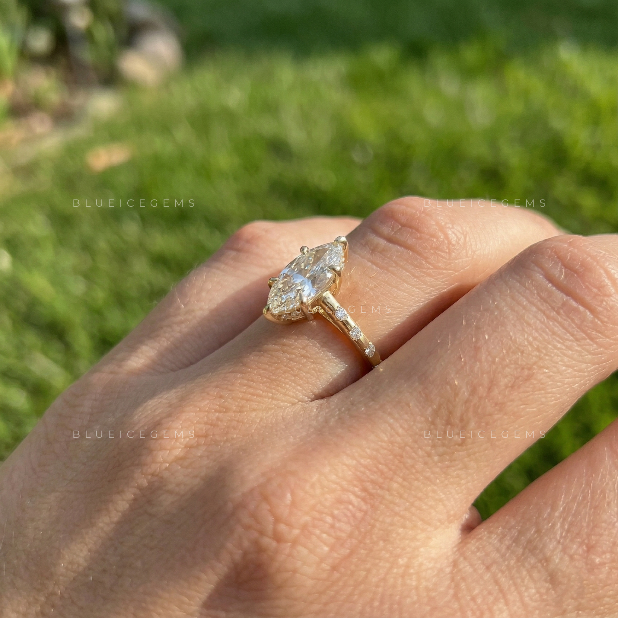 Regal Silhouette Marquise Cut Pavé Engagement Ring